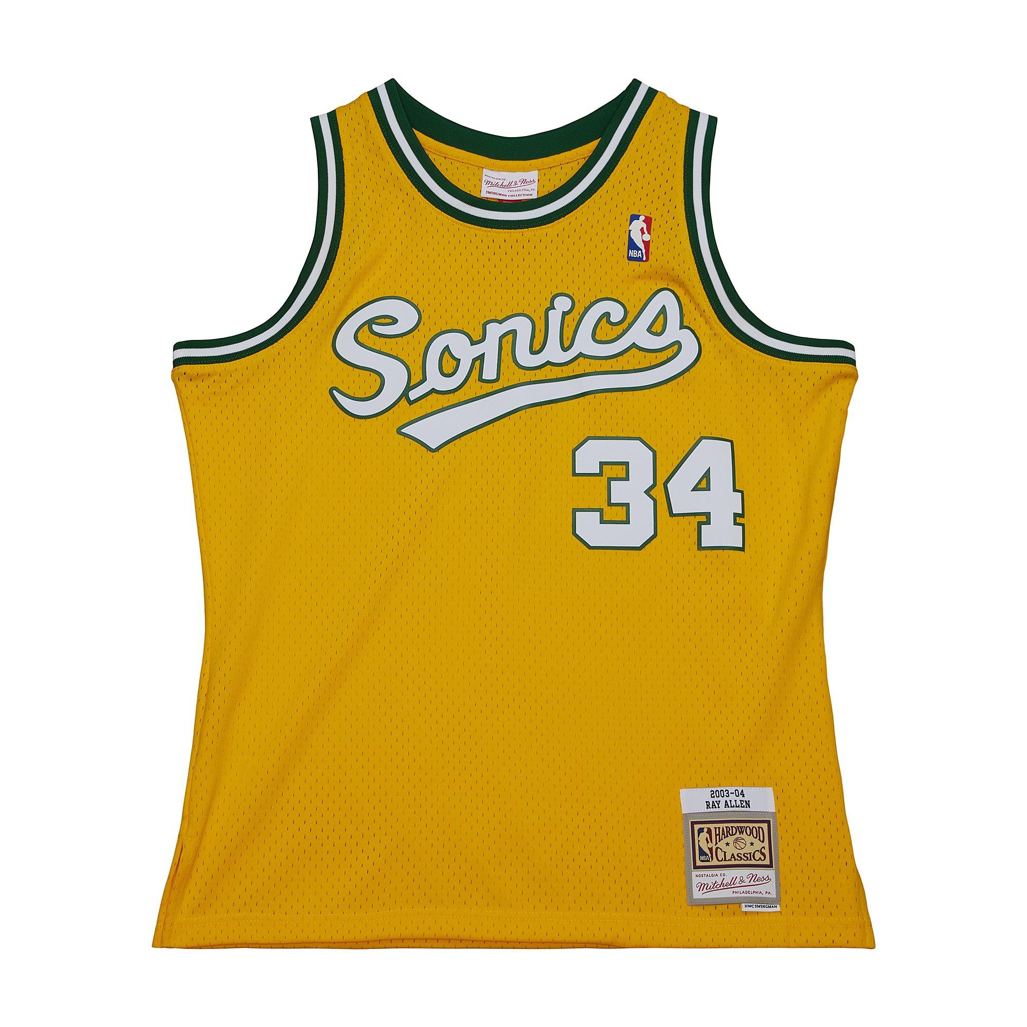 Ray Allen #34 Seattle Supersonics 2003-04 Mitchell & Ness Swingman NBA Jersey Yellow
