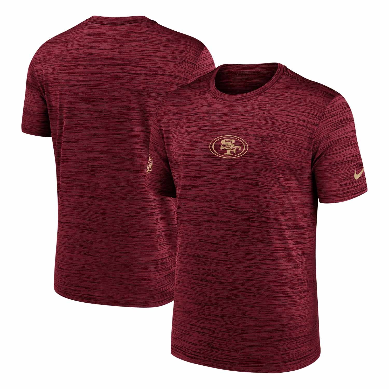 San Francisco 49ers 2025 NFL Sideline Nike Velocity Performance T-Shirt Rot