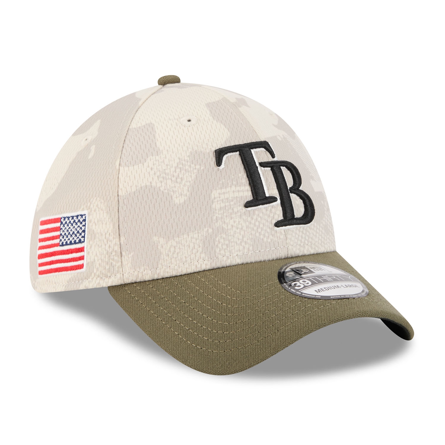 Tampa Bay Rays 2025 MLB Armed Forces New Era 39THIRTY Flex Cap
