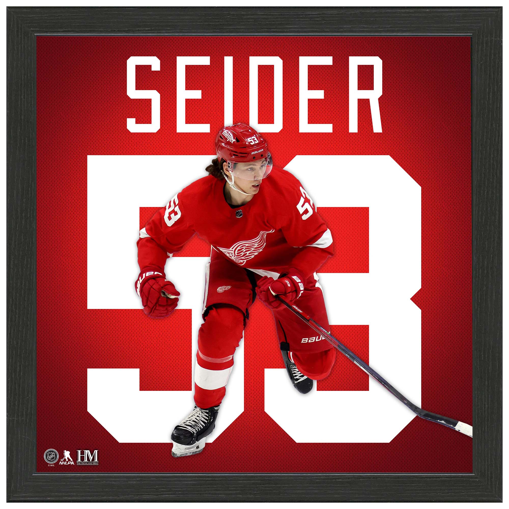 Moritz Seider #53 Detroit Red Wings Impact Jersey Framed NHL Photo
