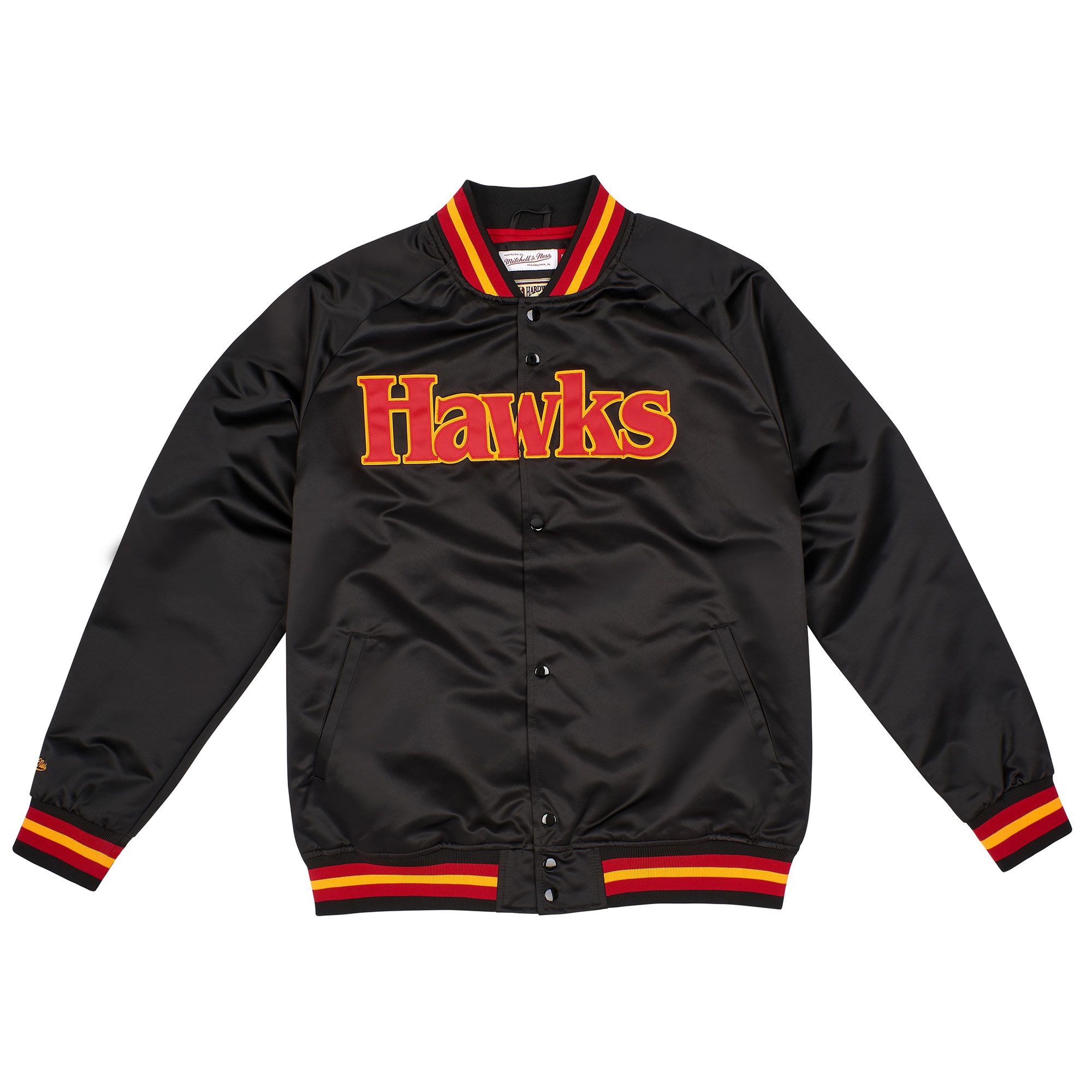 Atlanta Hawks Mitchell & Ness Lightweight Satin NBA Jacke Schwarz