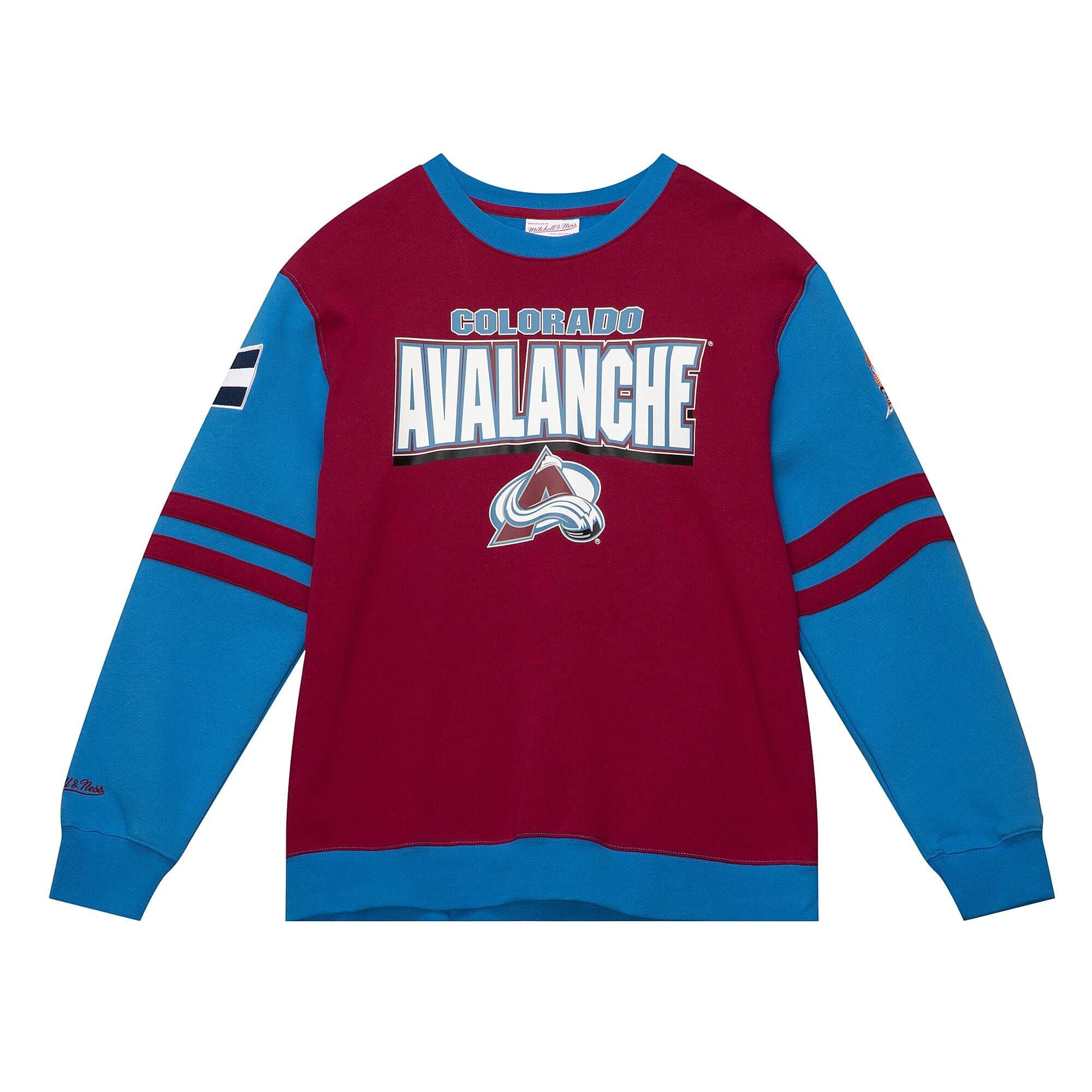 Colorado Avalanche All Over Mitchell & Ness NHL Crew Fleece Pullover