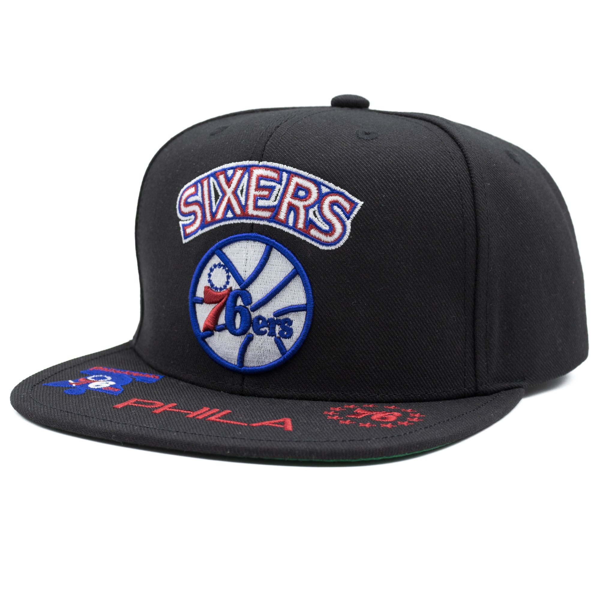Philadelphia 76ers Front Loaded Mitchell & Ness Snapback NBA Cap Schwarz
