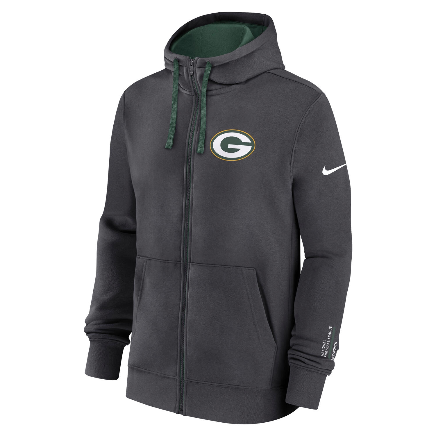 Green Bay Packers Playbook NFL Full-Zip Fleece Hoodie Anthrazit