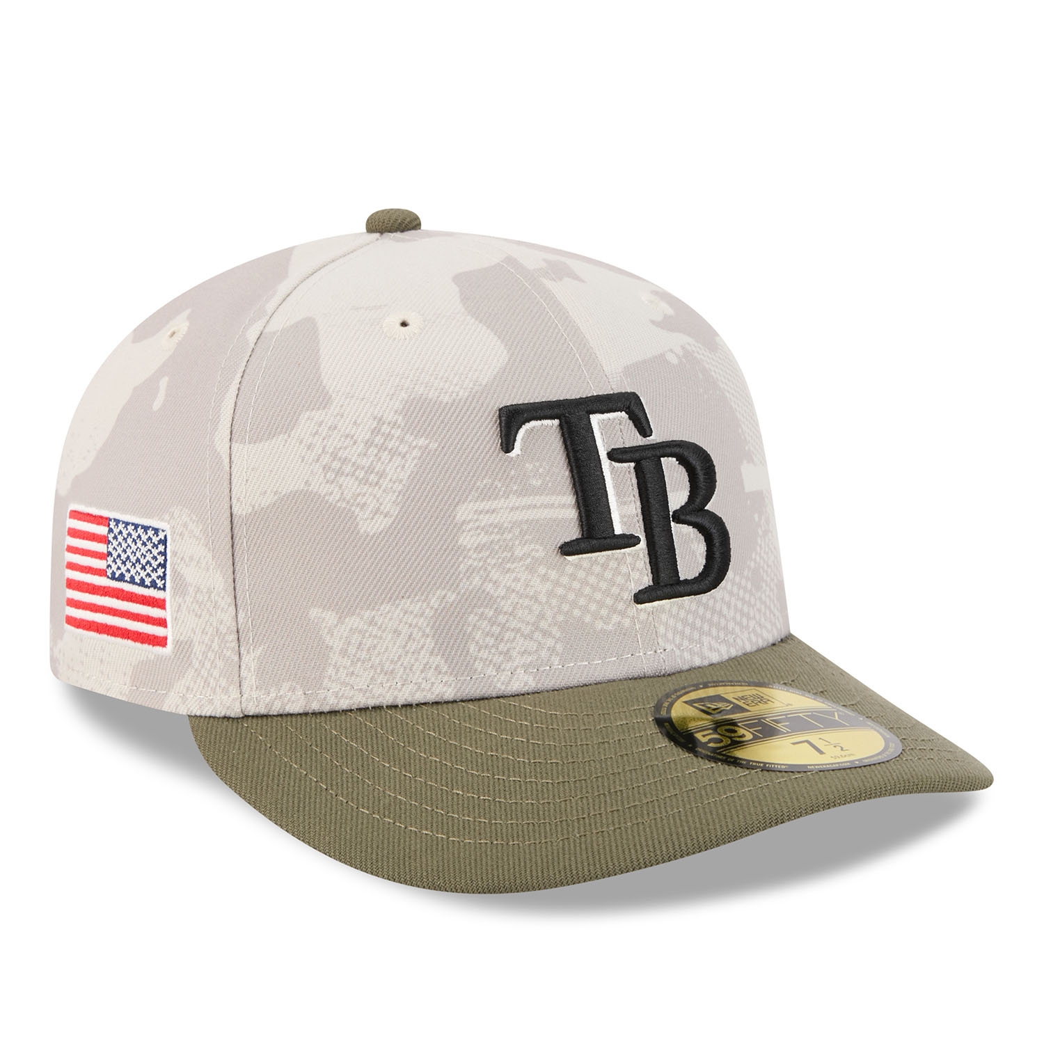 Tampa Bay Rays 2025 MLB Authentic Armed Forces Pre-Curved 59FIFTY Fitted Cap