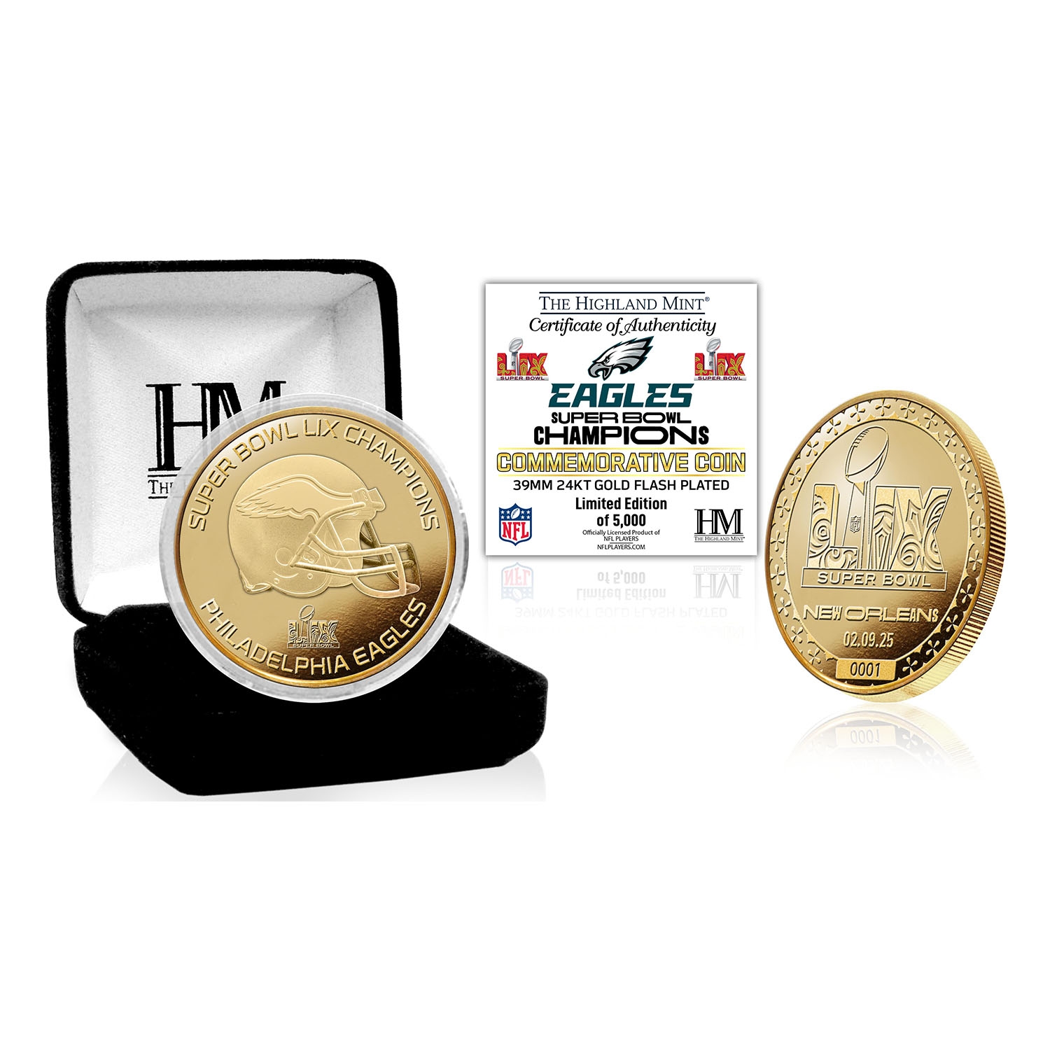 Philadelphia Eagles Super Bowl LIX Champions Gold Commemorative Coin