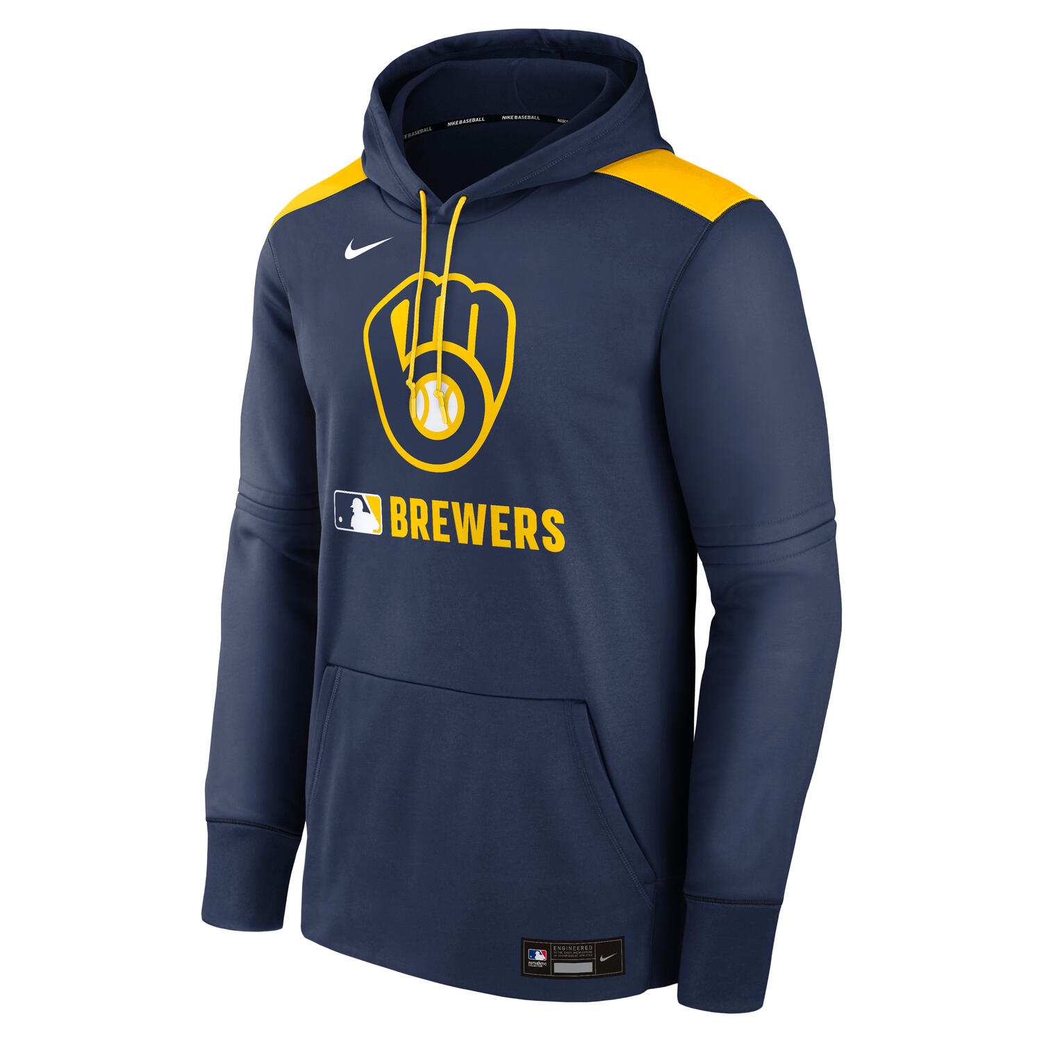 Milwaukee Brewers 2025 MLB Authentic Performance Therma Hoodie Navy