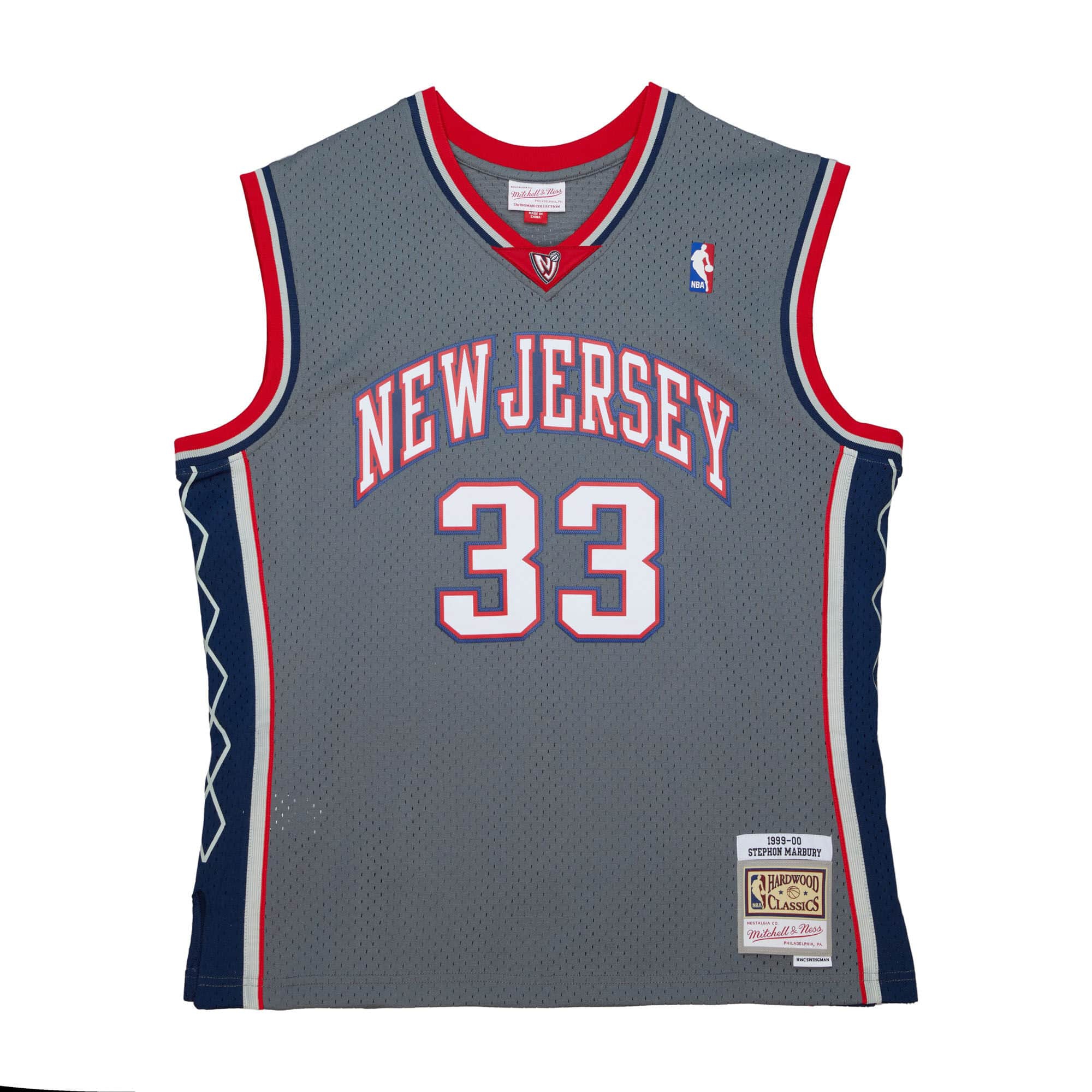 Stephon Marbury #33 New Jersey Nets 1999-00 Mitchell & Ness Alternate Swingman NBA Trikot Grau