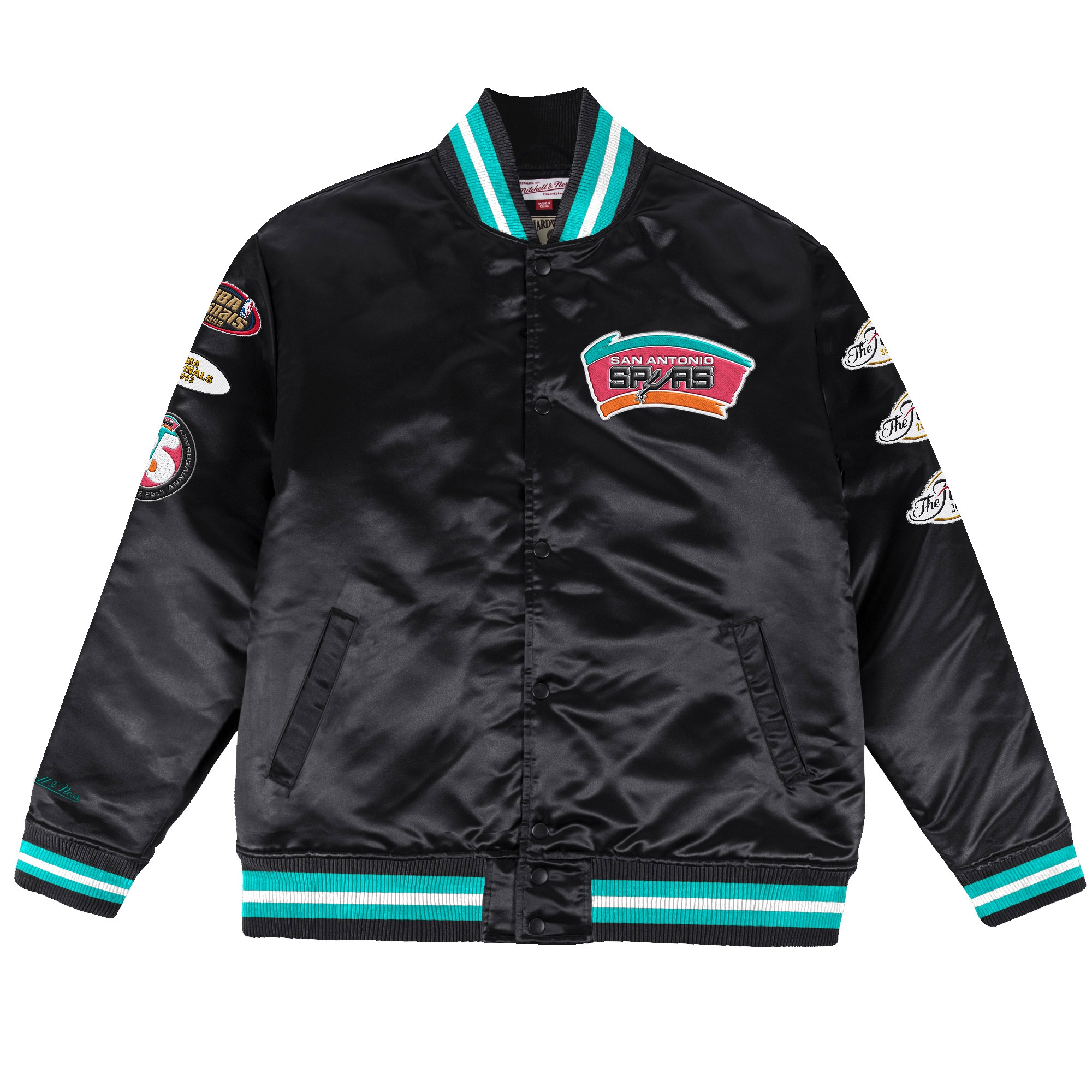 San Antonio Spurs Champ City Mitchell & Ness Heavyweight Satin NBA Jacke