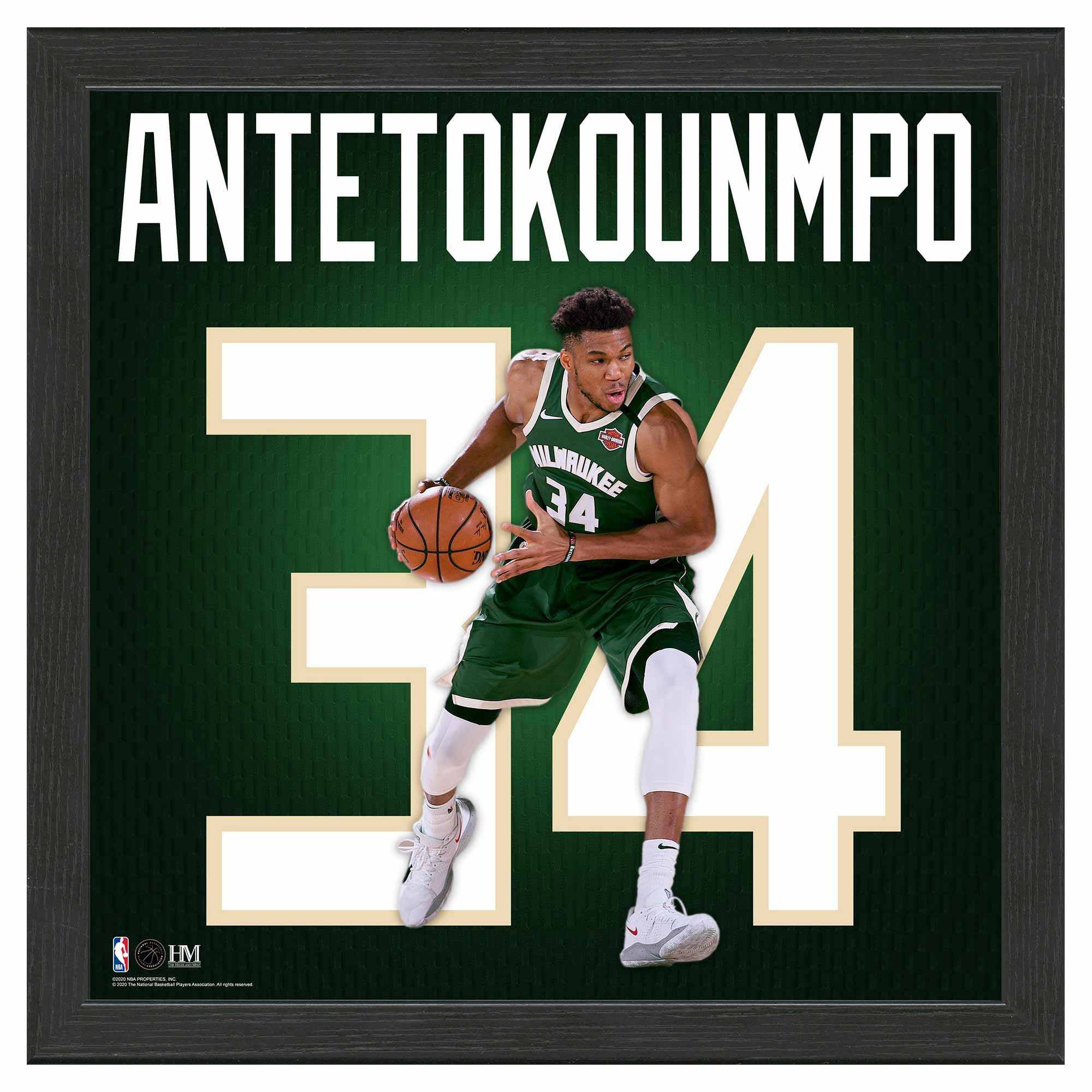 Giannis Antetokounmpo #34 Milwaukee Bucks Impact Jersey Gerahmtes NBA Bild