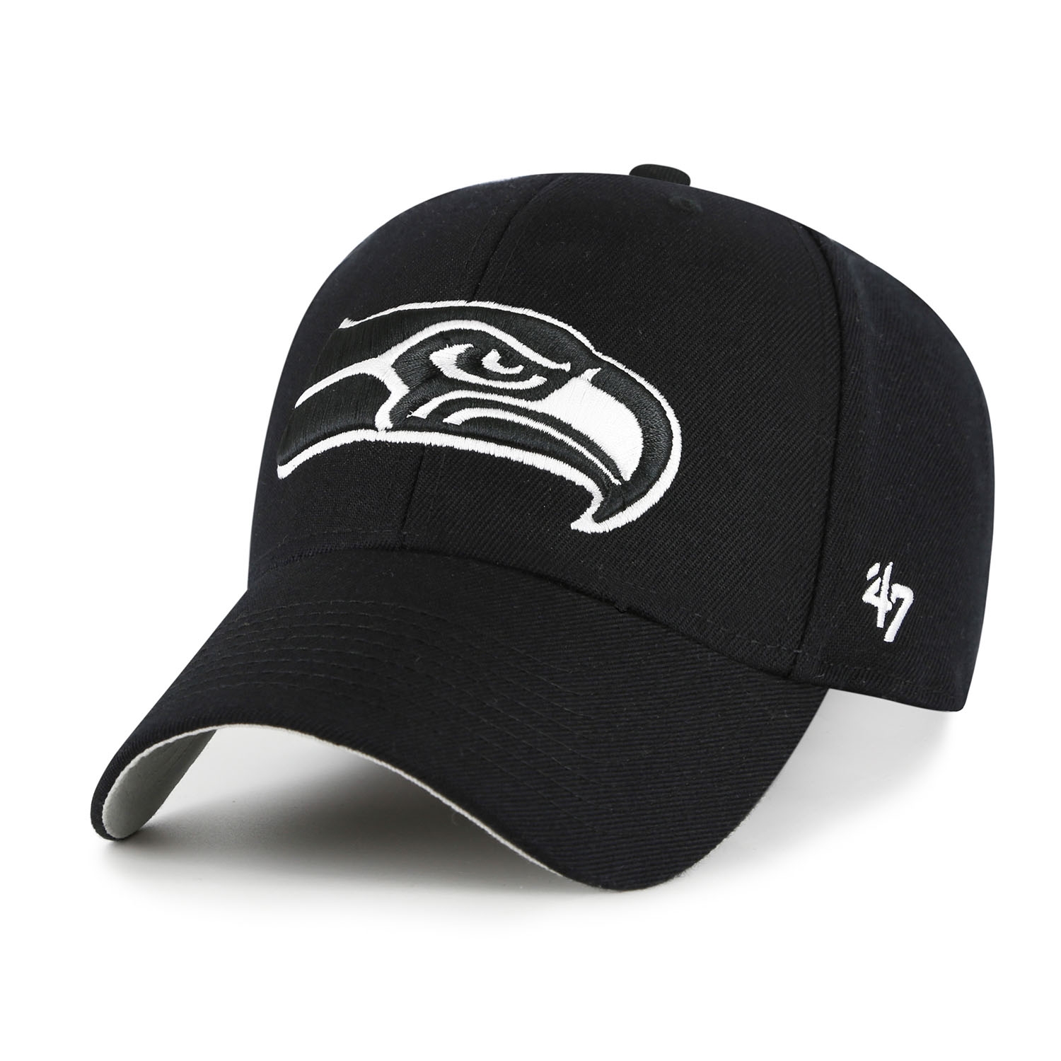 Seattle Seahawks Black & White '47 MVP Adjustable NFL Cap Schwarz