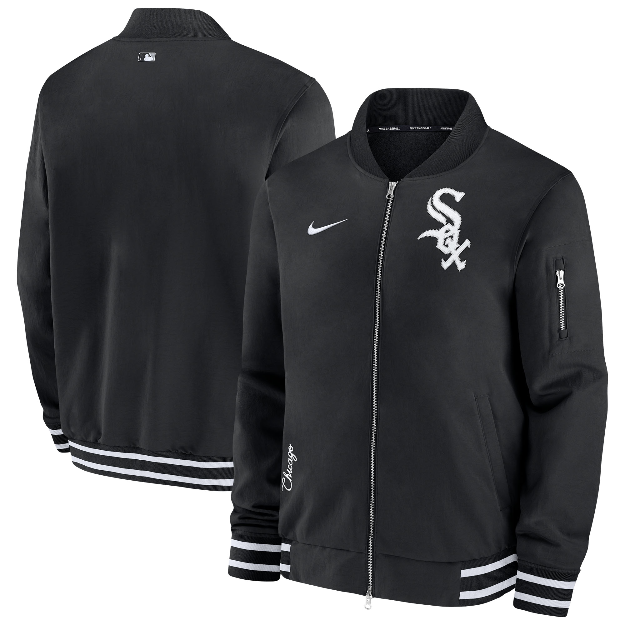 Chicago White Sox 2024 MLB Authentic Collection Nike Bomber Jacket Black
