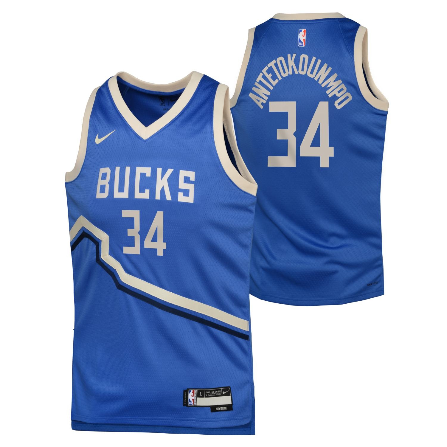 Giannis Antetokounmpo #34 Milwaukee Bucks 2024-25 City Edition Nike Swingman NBA Trikot (YOUTH)