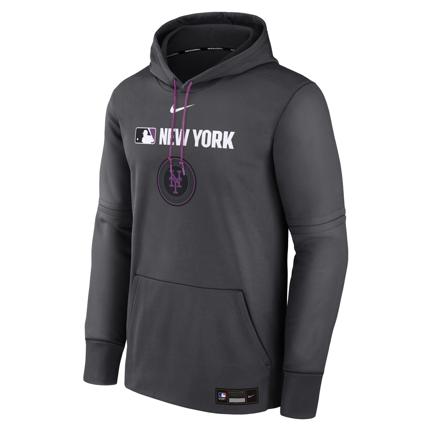 New York Mets 2025 City Connect MLB Authentic Therma Hoodie Schwarz