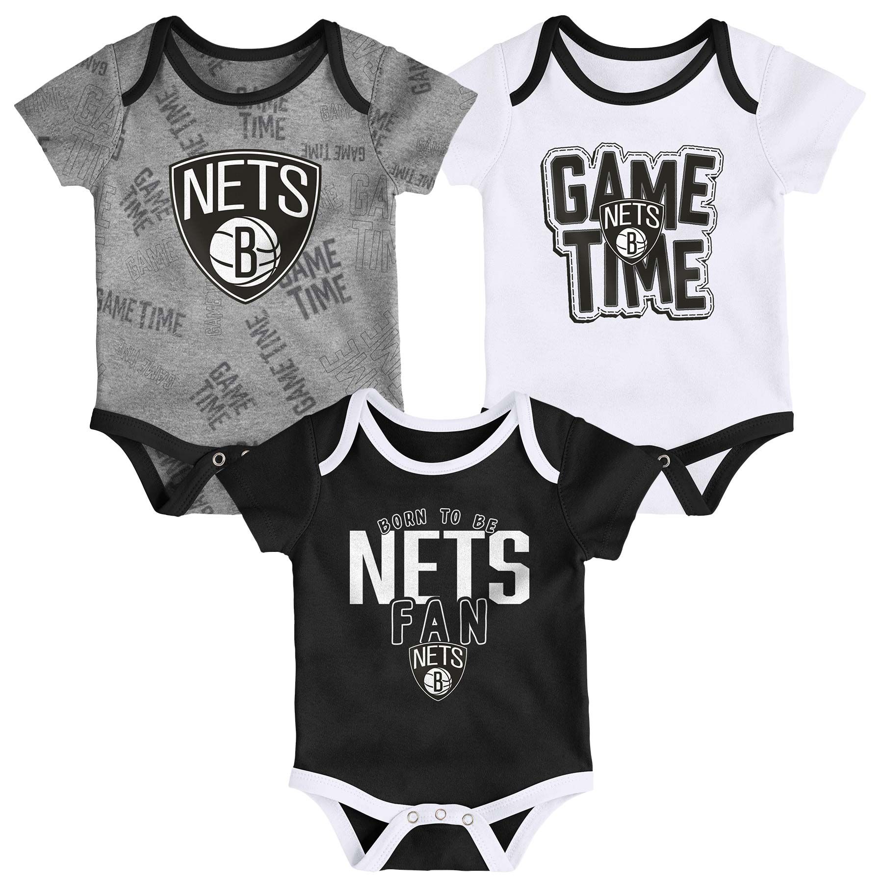 Brooklyn Nets Game Time NBA Baby Bodysuit Set (3-Piece)