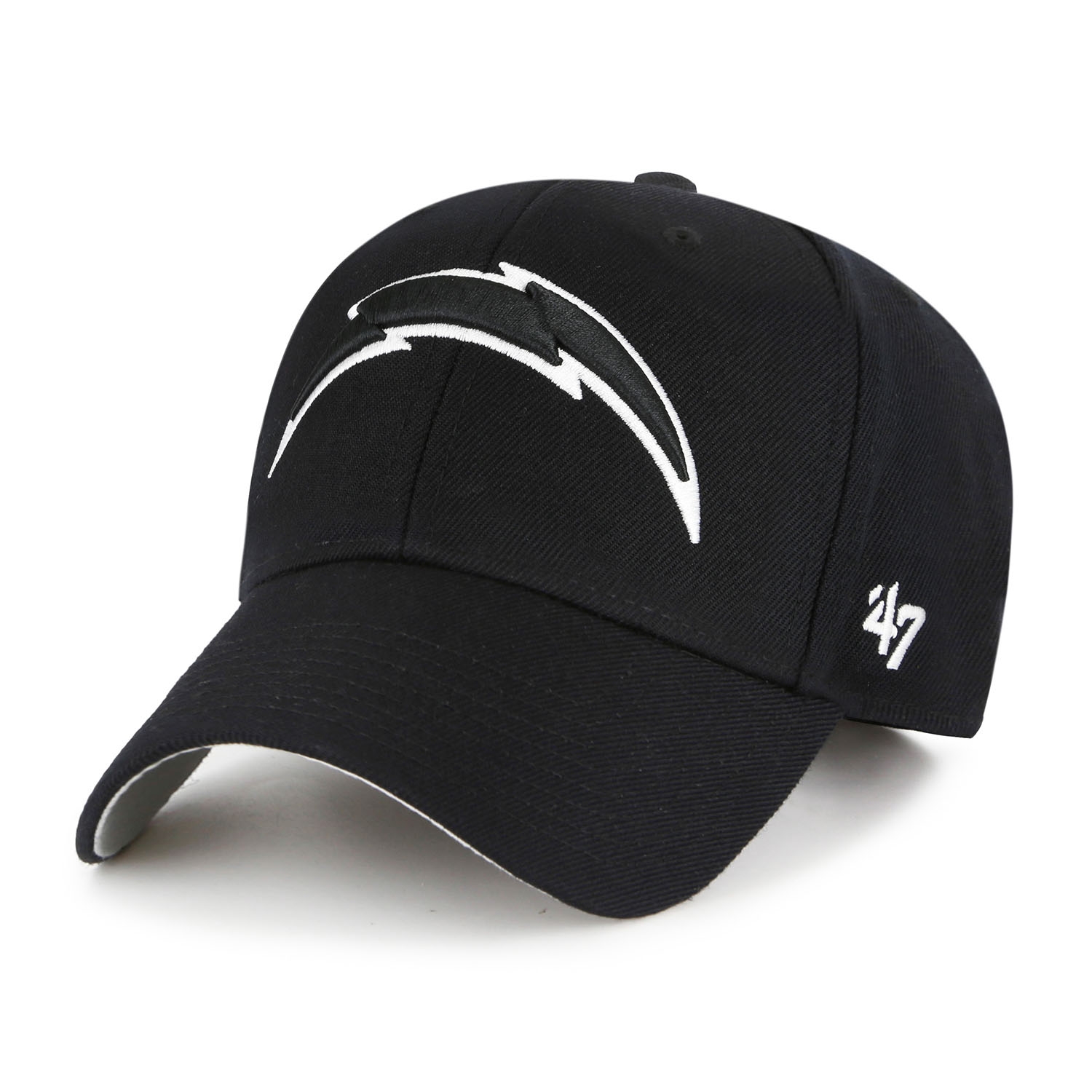 Los Angeles Chargers Black & White '47 MVP Adjustable NFL Cap Schwarz