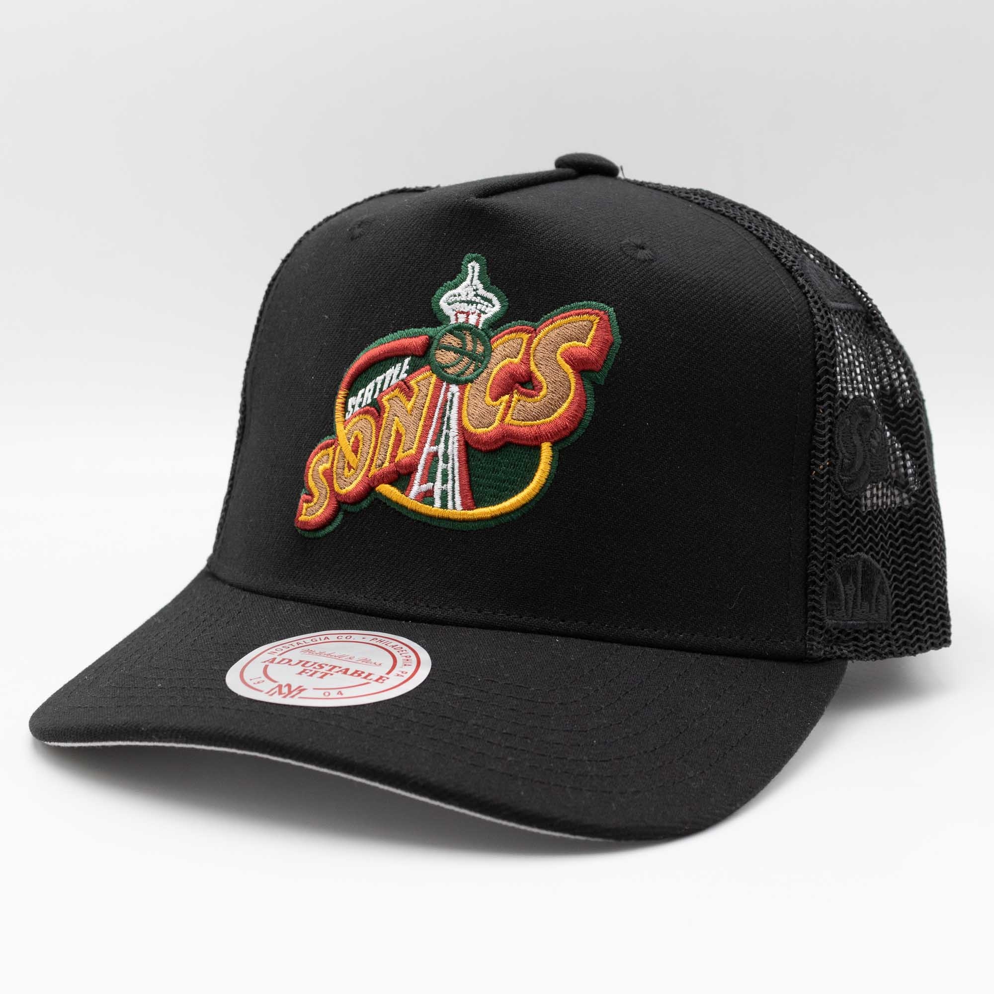 Seattle Supersonics Mitchell & Ness Monogram NBA Trucker Cap Black