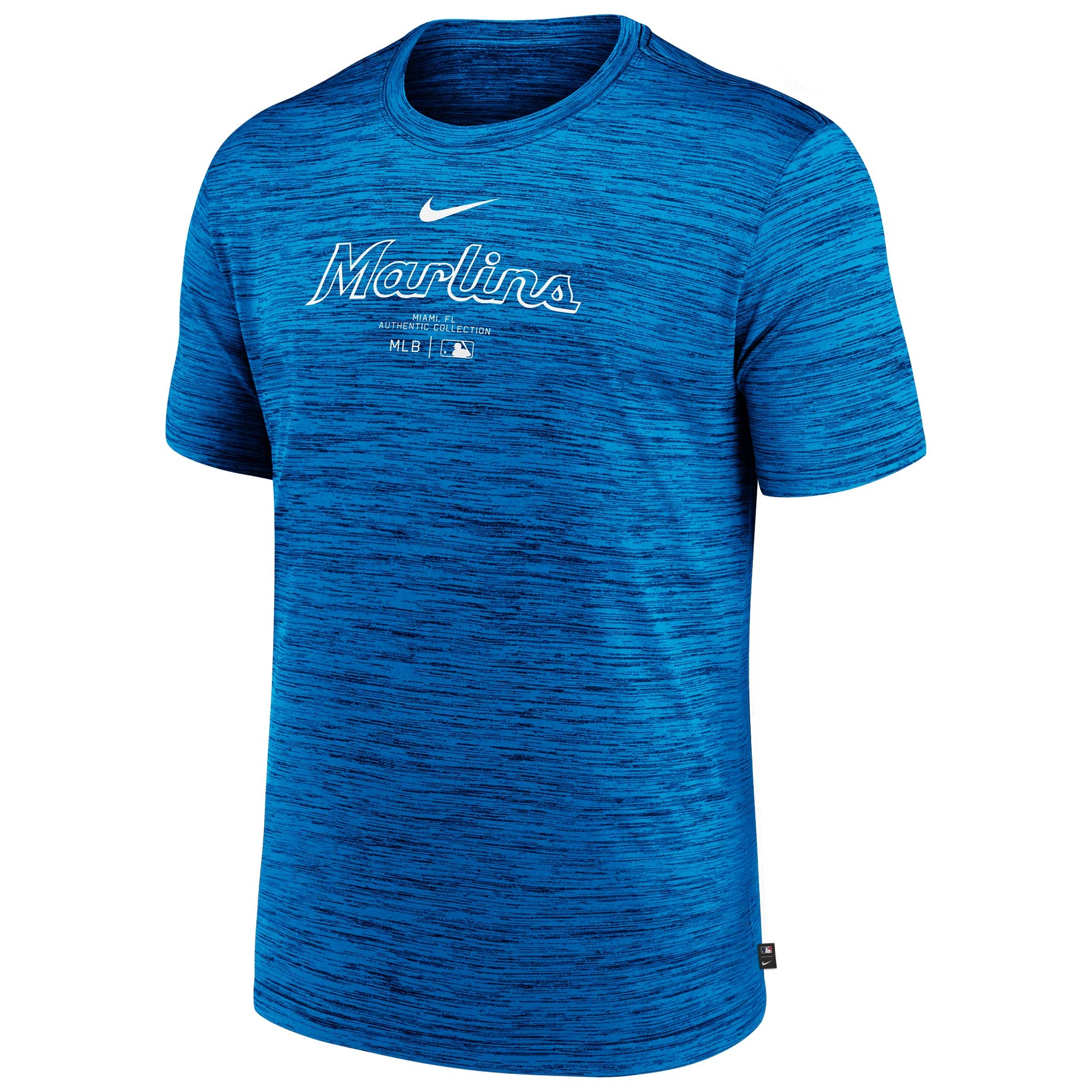 Miami Marlins 2024 MLB Authentic Practice Nike Velocity T-Shirt Blue