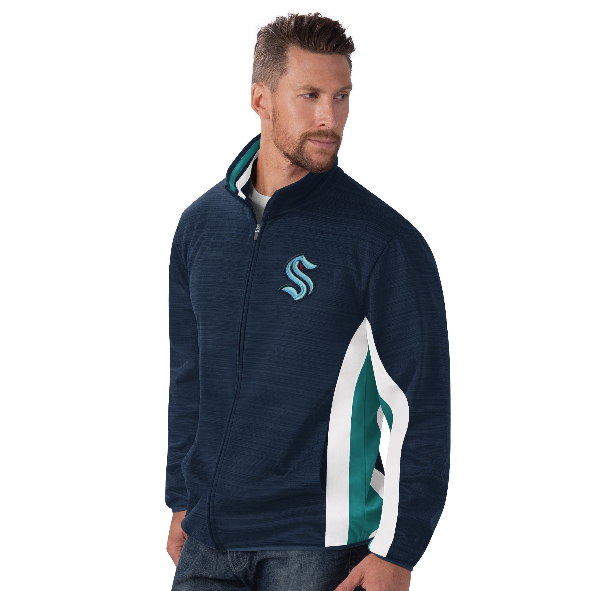 Seattle Kraken G-III Power Forward NHL Track Jacket Navy