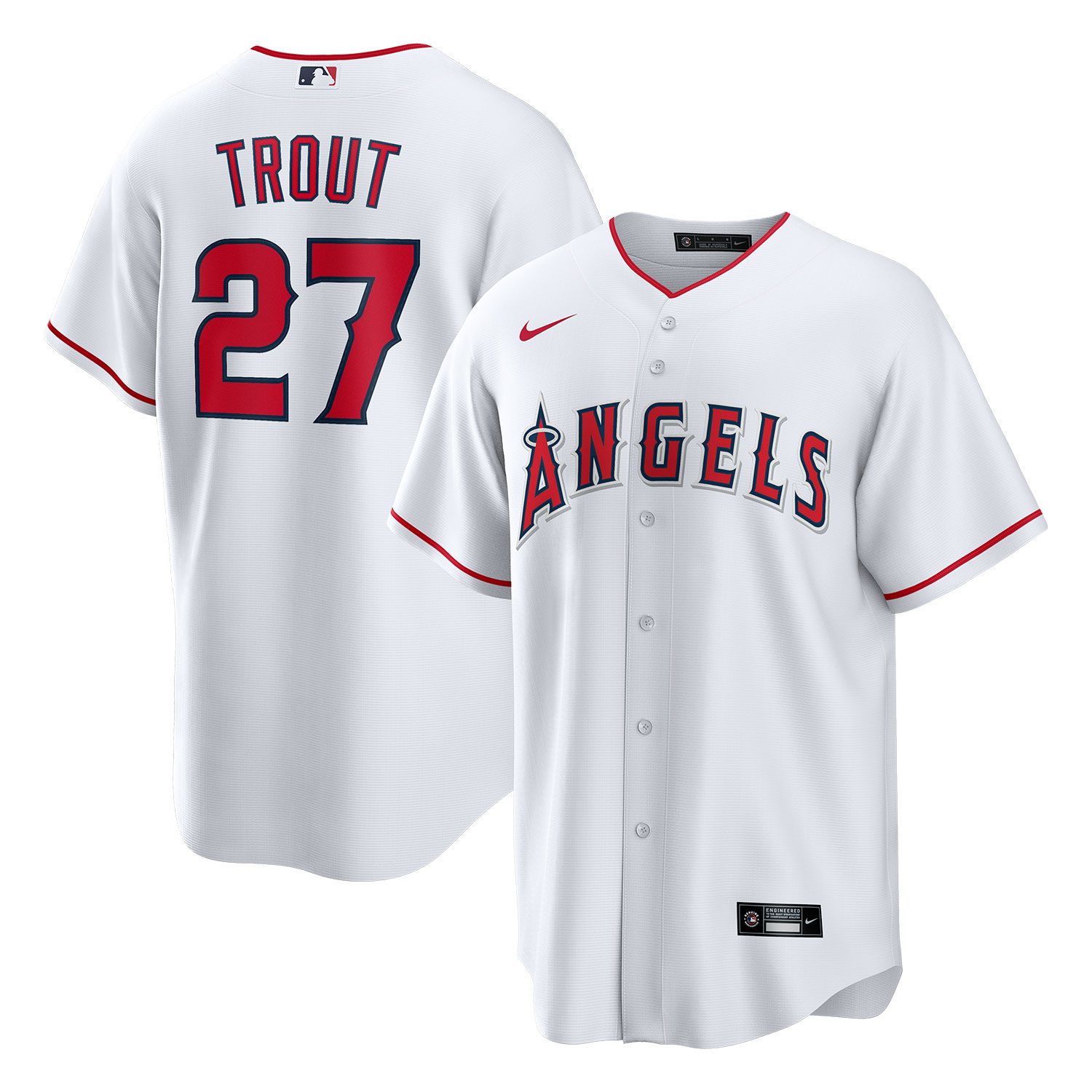 Mike Trout #27 Los Angeles Angels Nike MLB Trikot Weiß