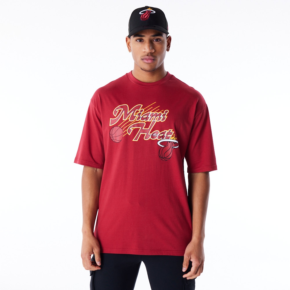 Miami Heat Script New Era Oversized NBA T-Shirt Rot