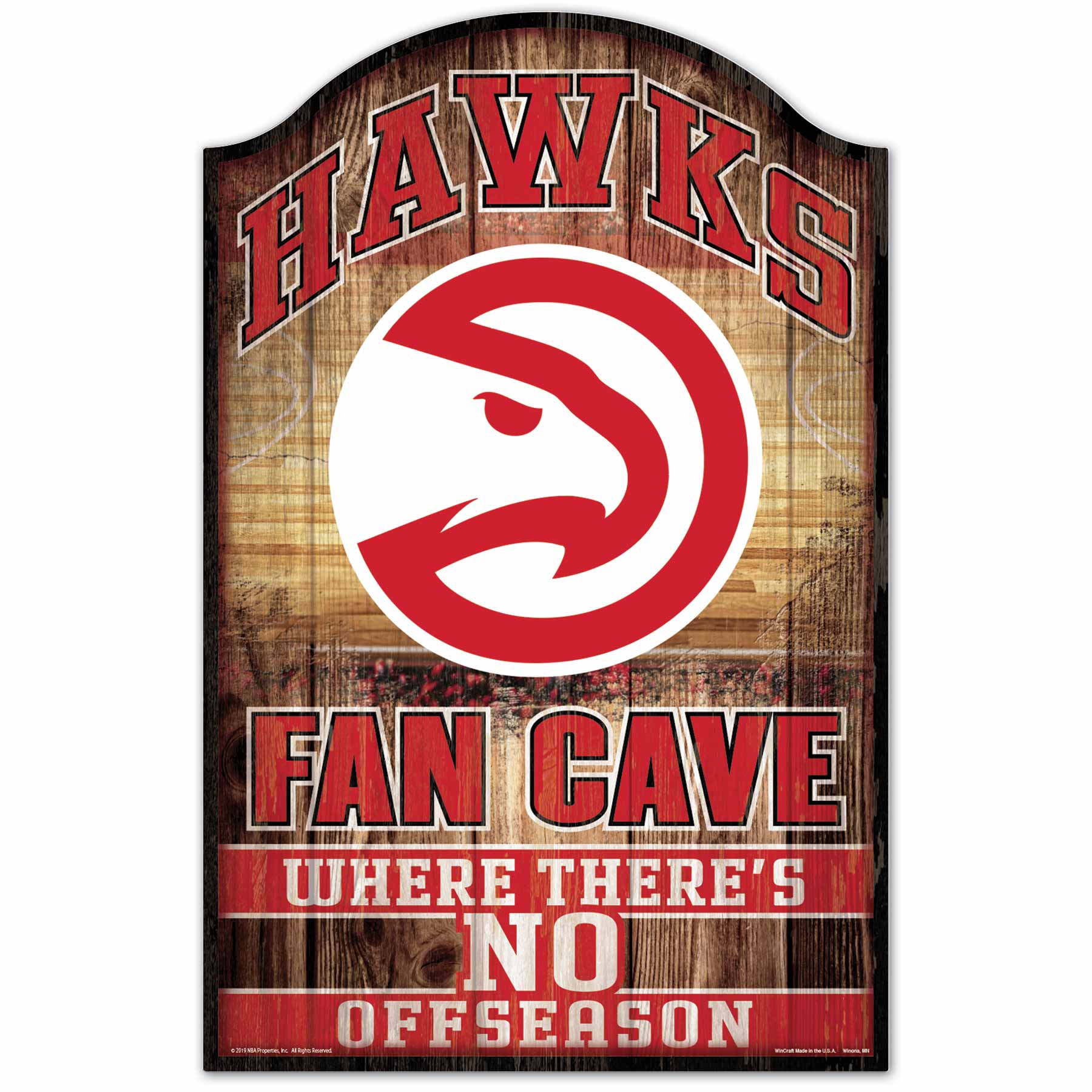 Atlanta Hawks NBA Fan Cave Holzschild