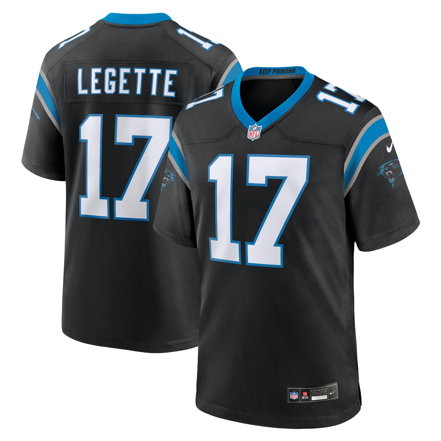 Xavier Legette #17 Carolina Panthers Nike Game NFL Trikot Schwarz