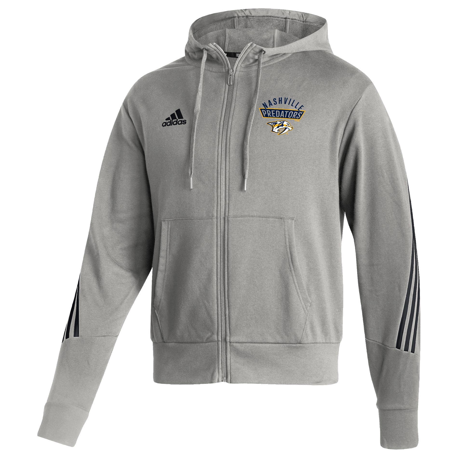 Nashville Predators adidas 2021/22 NHL Authentic Apparel Full-Zip Hoodie Grey