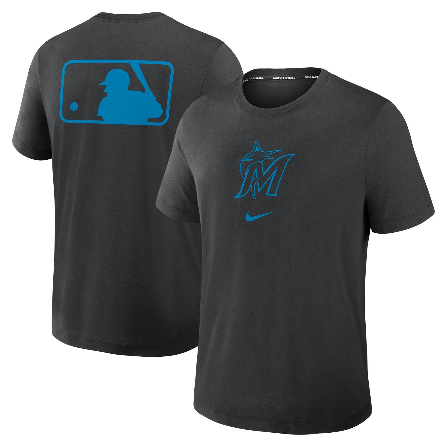 Miami Marlins Early Work 2025 MLB Authentic Nike Tri-Blend T-Shirt Black