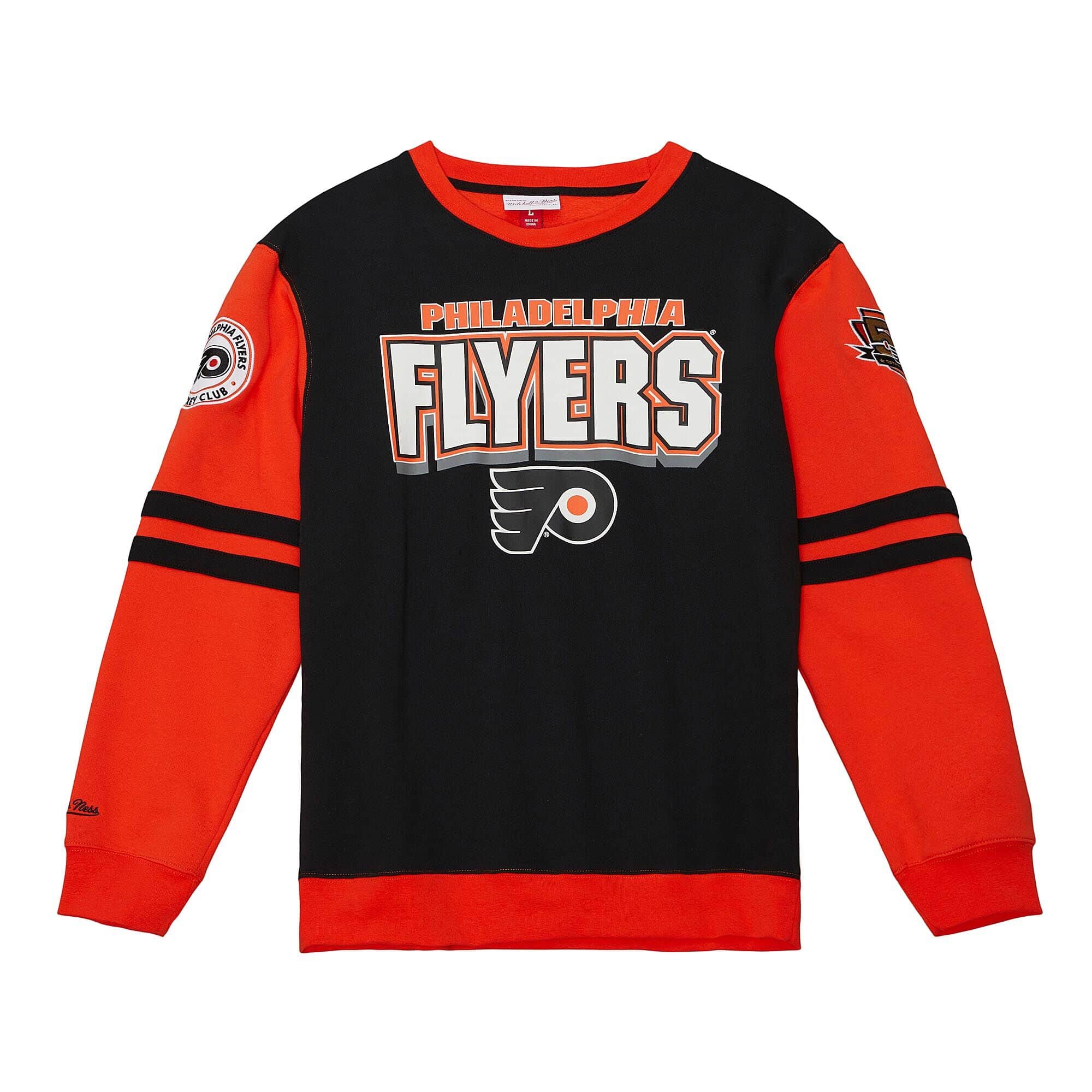 Philadelphia Flyers All Over Mitchell & Ness NHL Crew Fleece Pullover