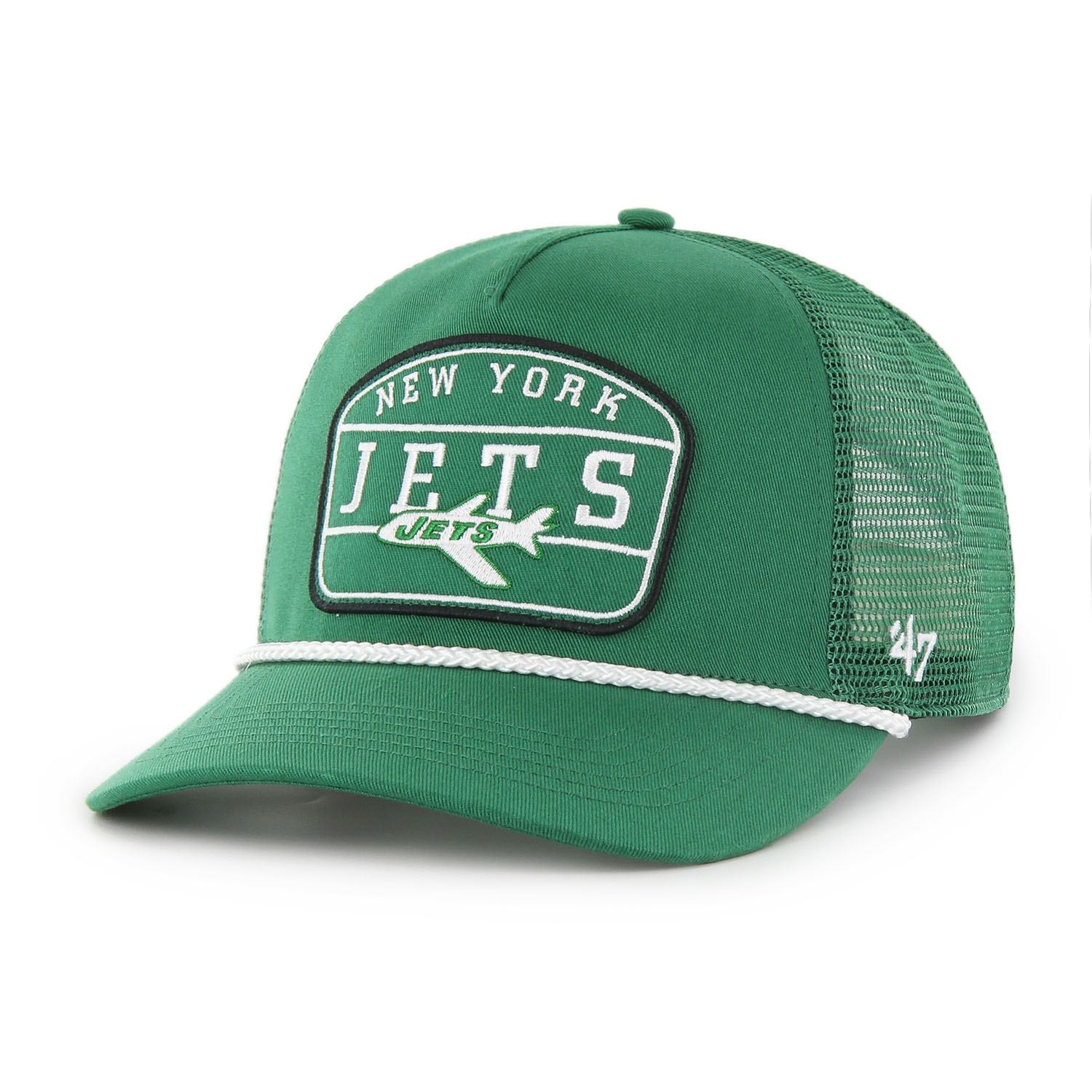 New York Jets Hone Rope '47 Historic Hitch RF Snapback Trucker NFL Cap Grün
