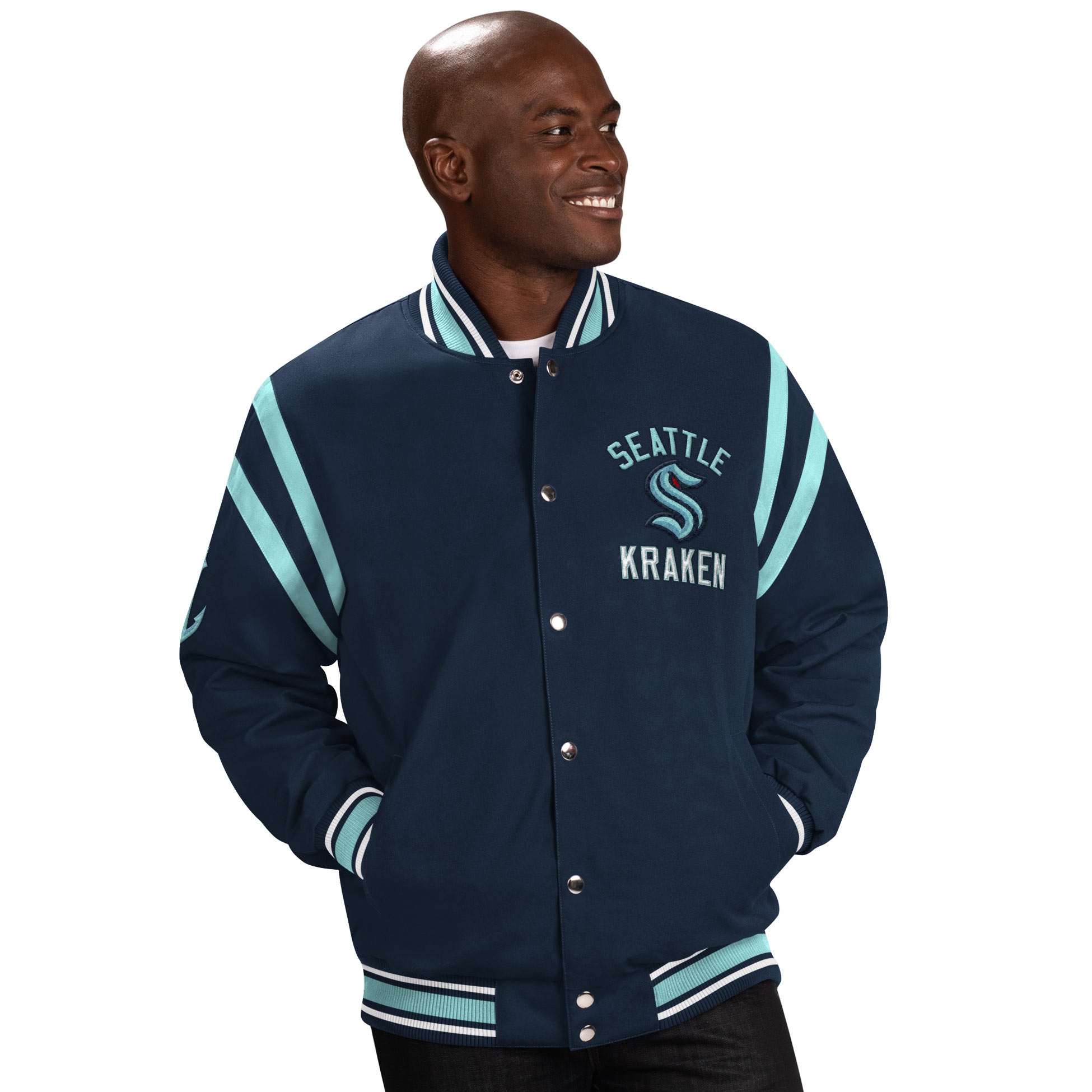Seattle Kraken G-III Tailback NHL Varsity Jacket Navy