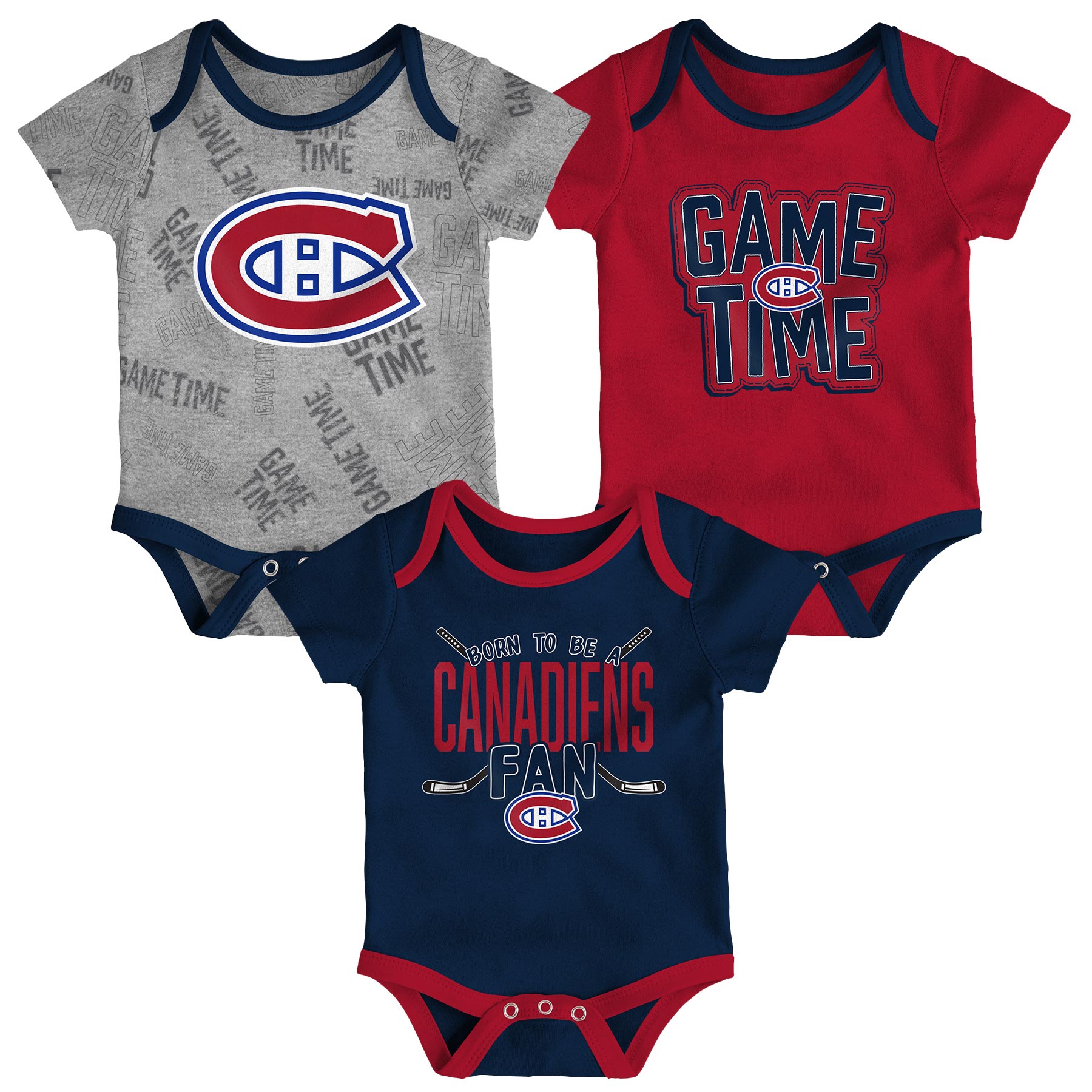 Montreal Canadiens Game Time NHL Baby Bodysuit Set (3-Piece)