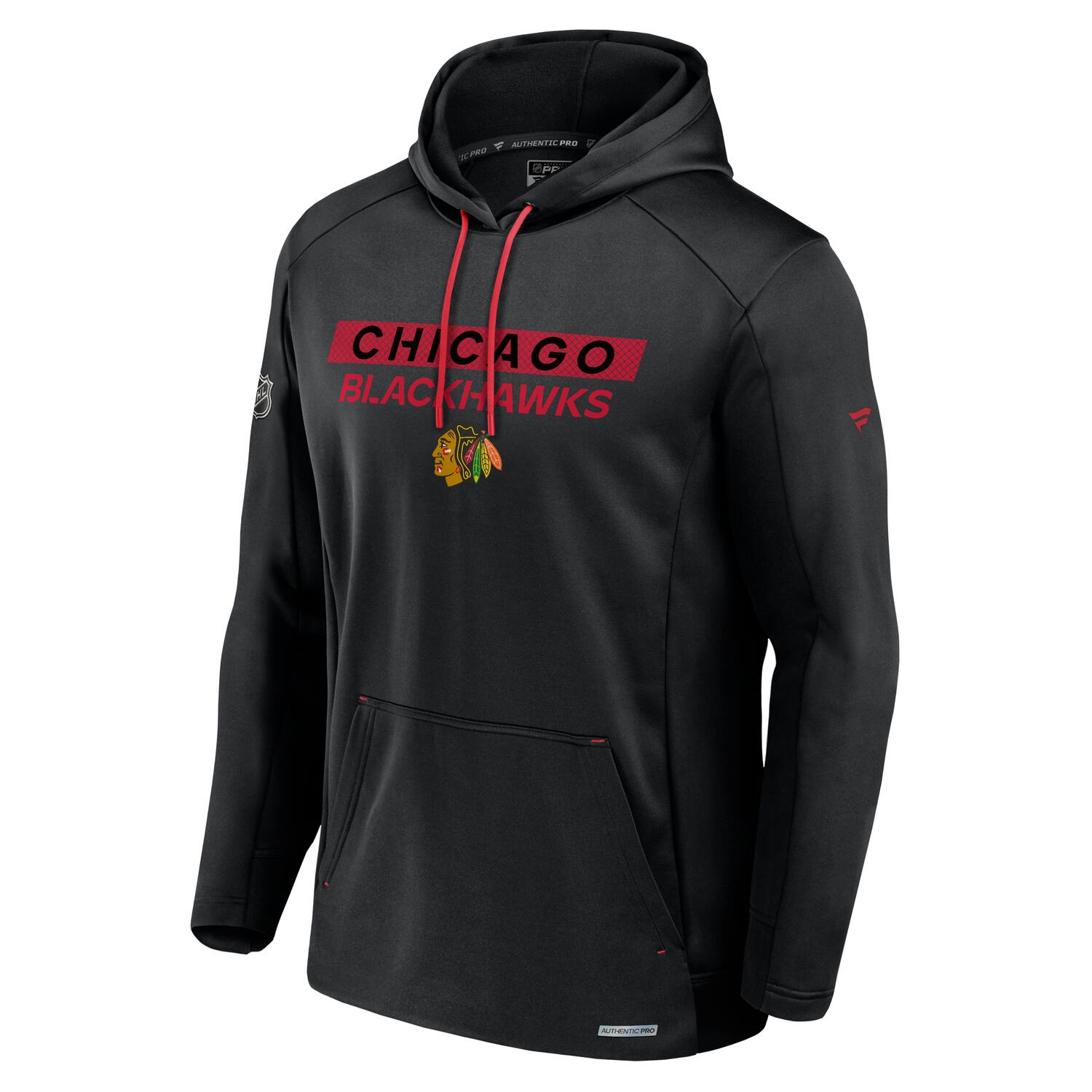 Chicago Blackhawks 2024/25 Authentic Pro Rink Tech NHL Hoodie Schwarz