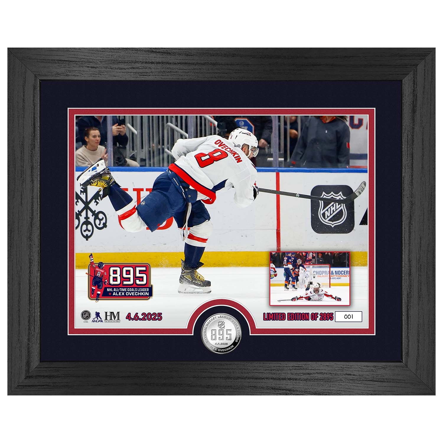 Alex Ovechkin 895 Goals Record Silver Coin Framed NHL Photo