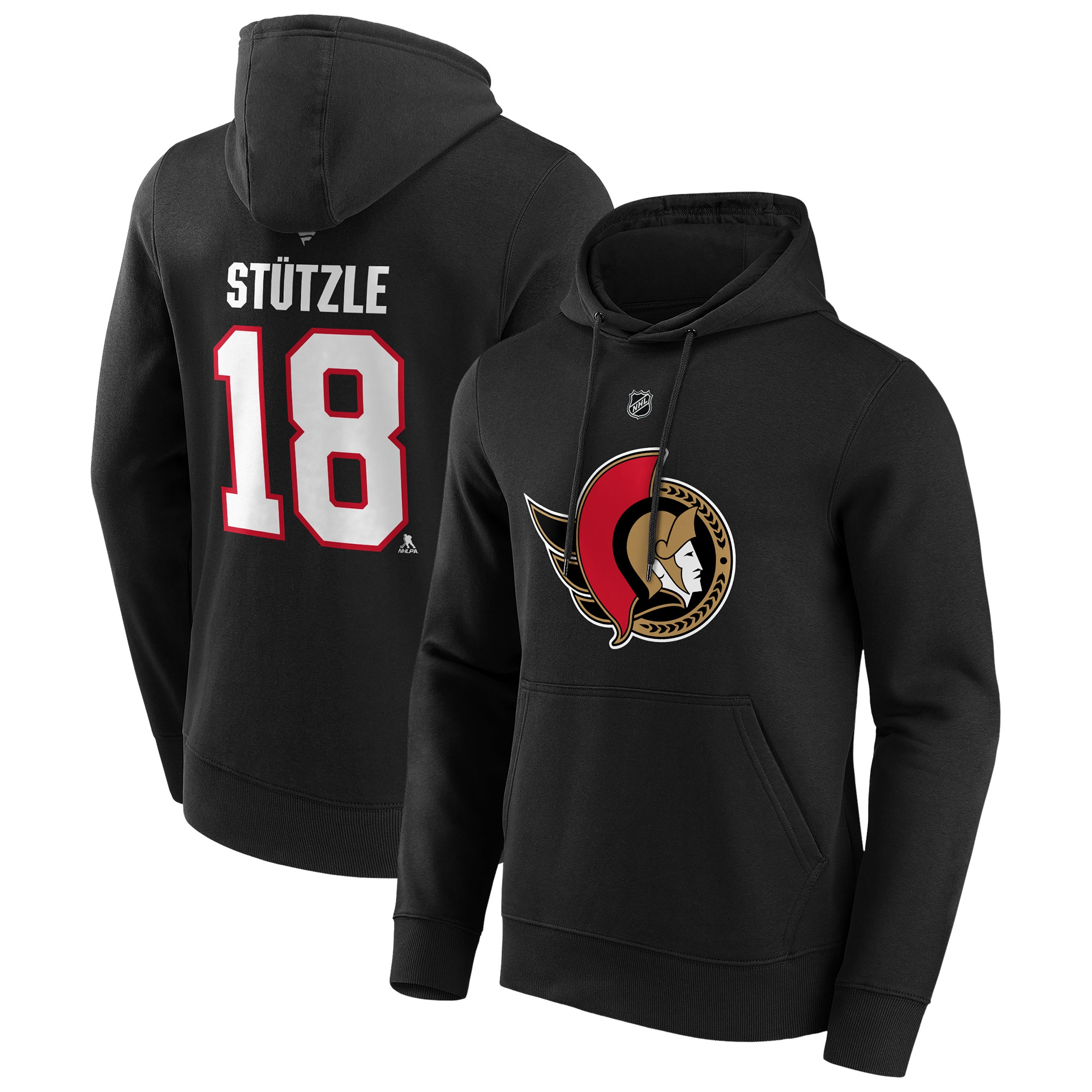 Tim Stützle #18 Ottawa Senators Player NHL Hoodie Schwarz