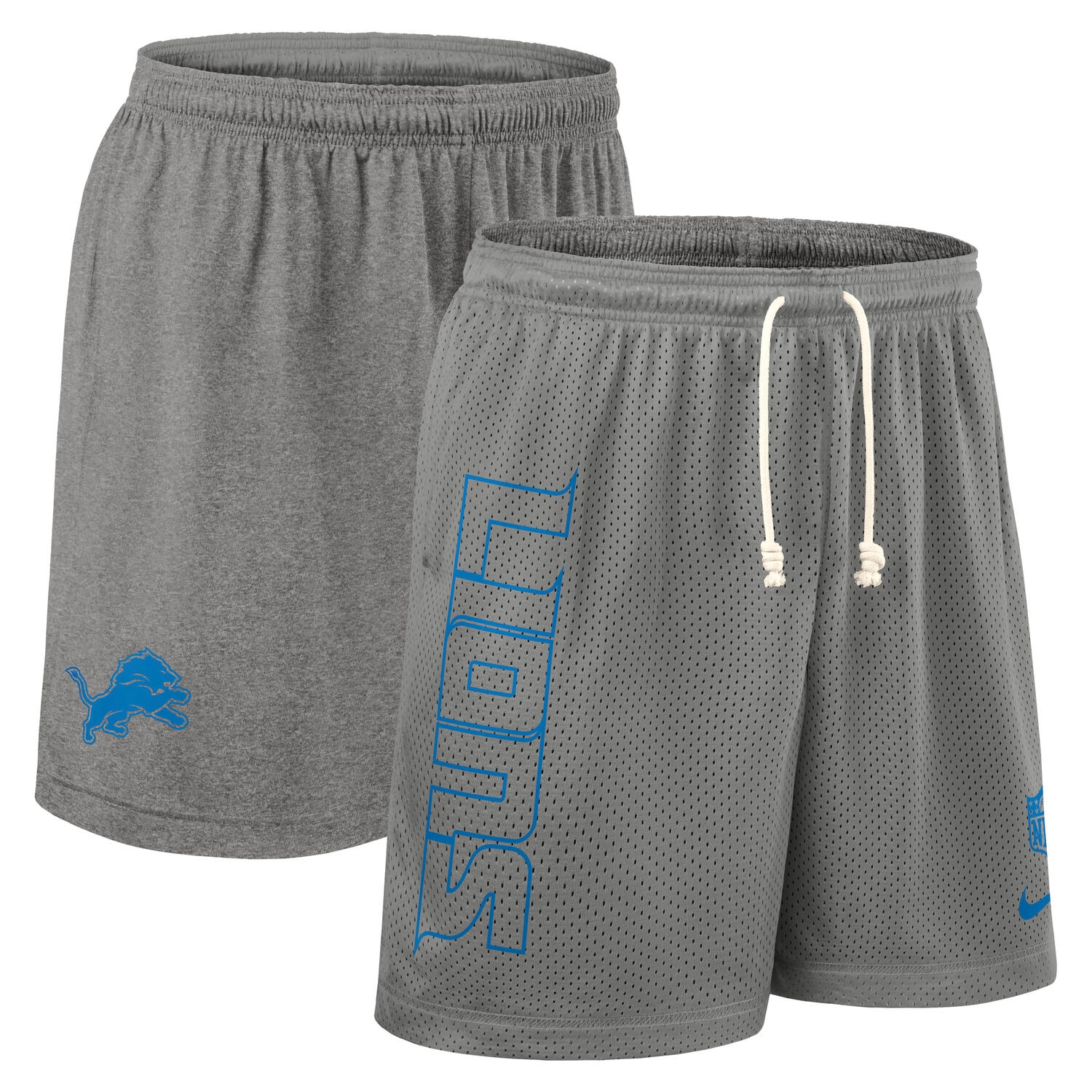 Detroit Lions 2025 NFL Sideline Reversible Mesh Nike Dri-FIT Shorts Grau
