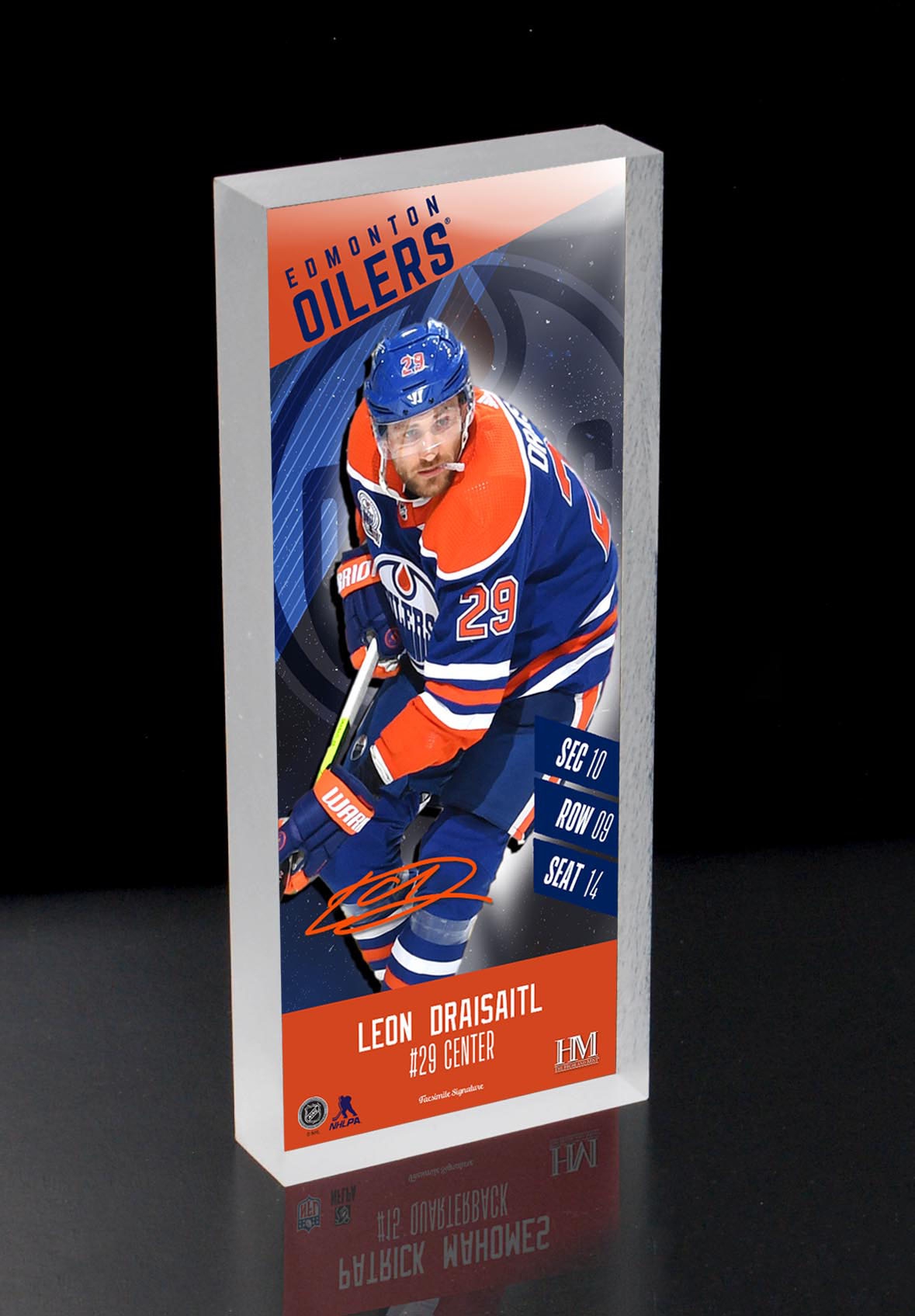 Leon Draisaitl Edmonton Oilers NHL Player Ticket 3D Block Art