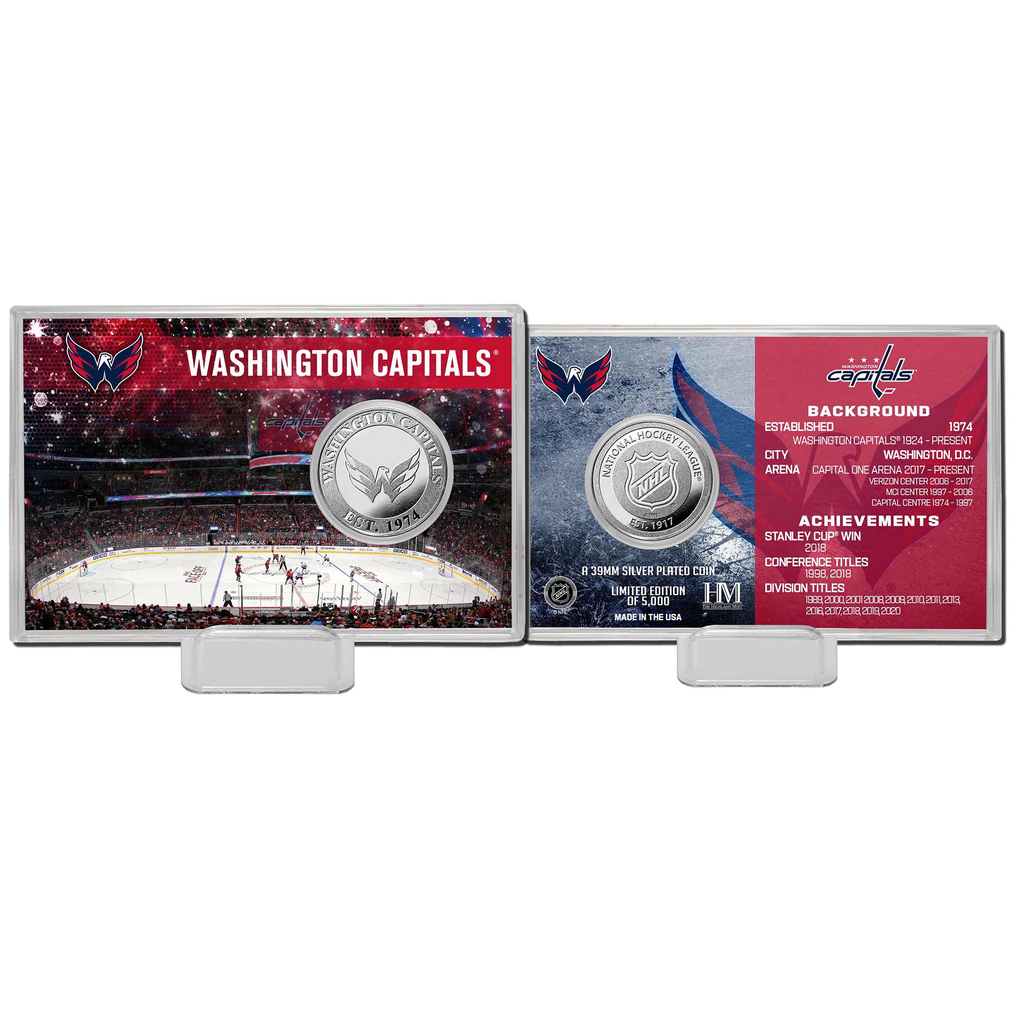 Washington Capitals Team History NHL Silver Coin Card