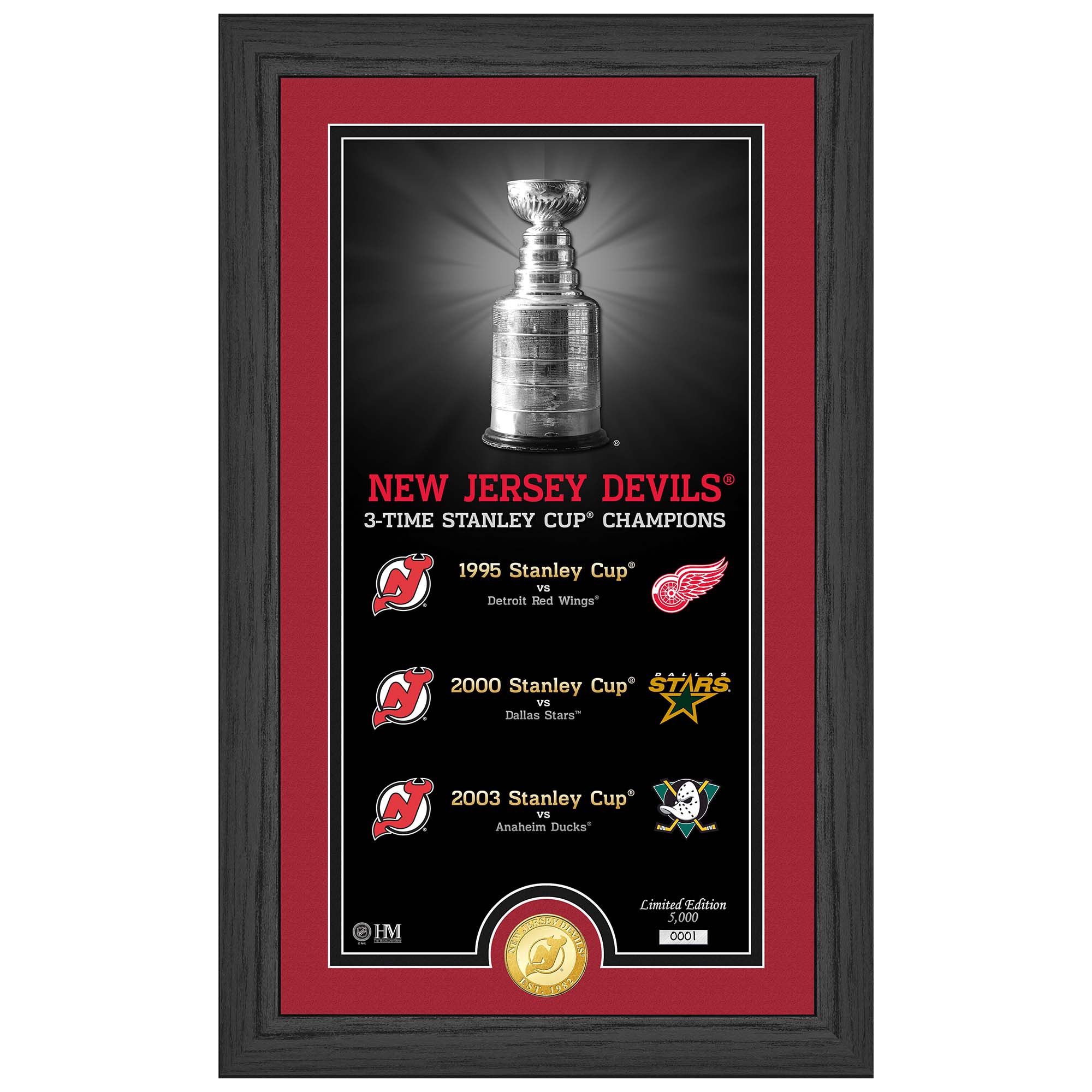 New Jersey Devils Stanley Cup Legacy Bronze Coin Gerahmtes NHL Bild