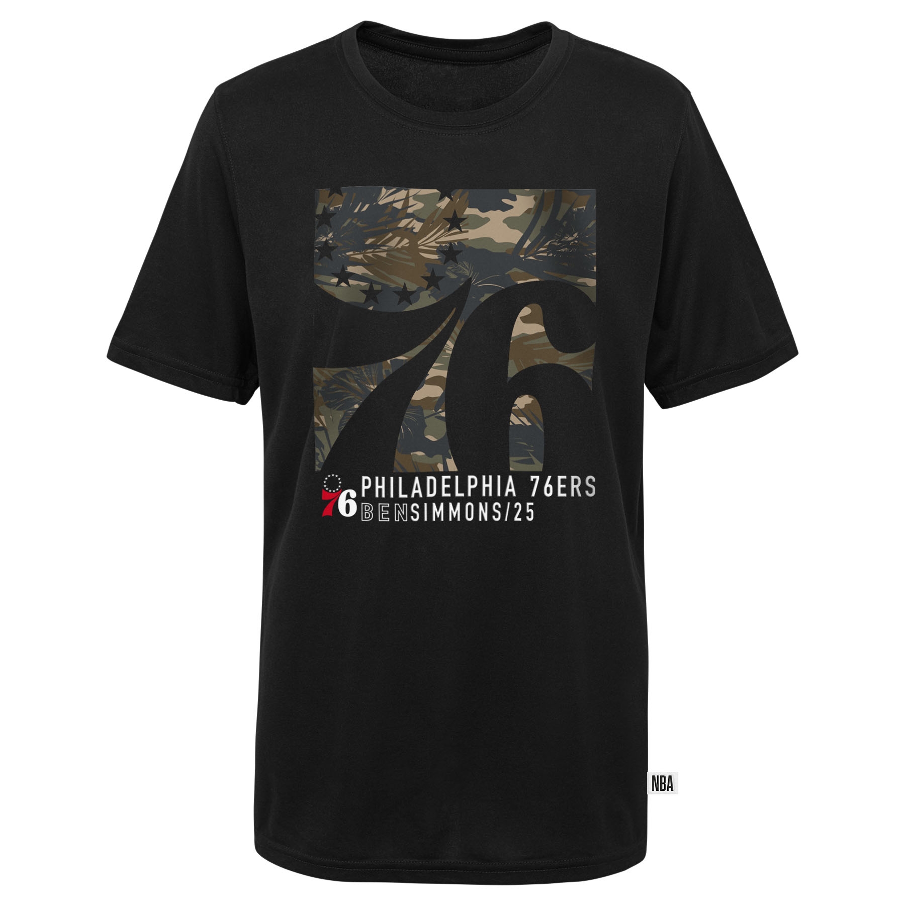 Philadelphia 76ers Ben Simmons Camo Logo NBA T-Shirt Schwarz