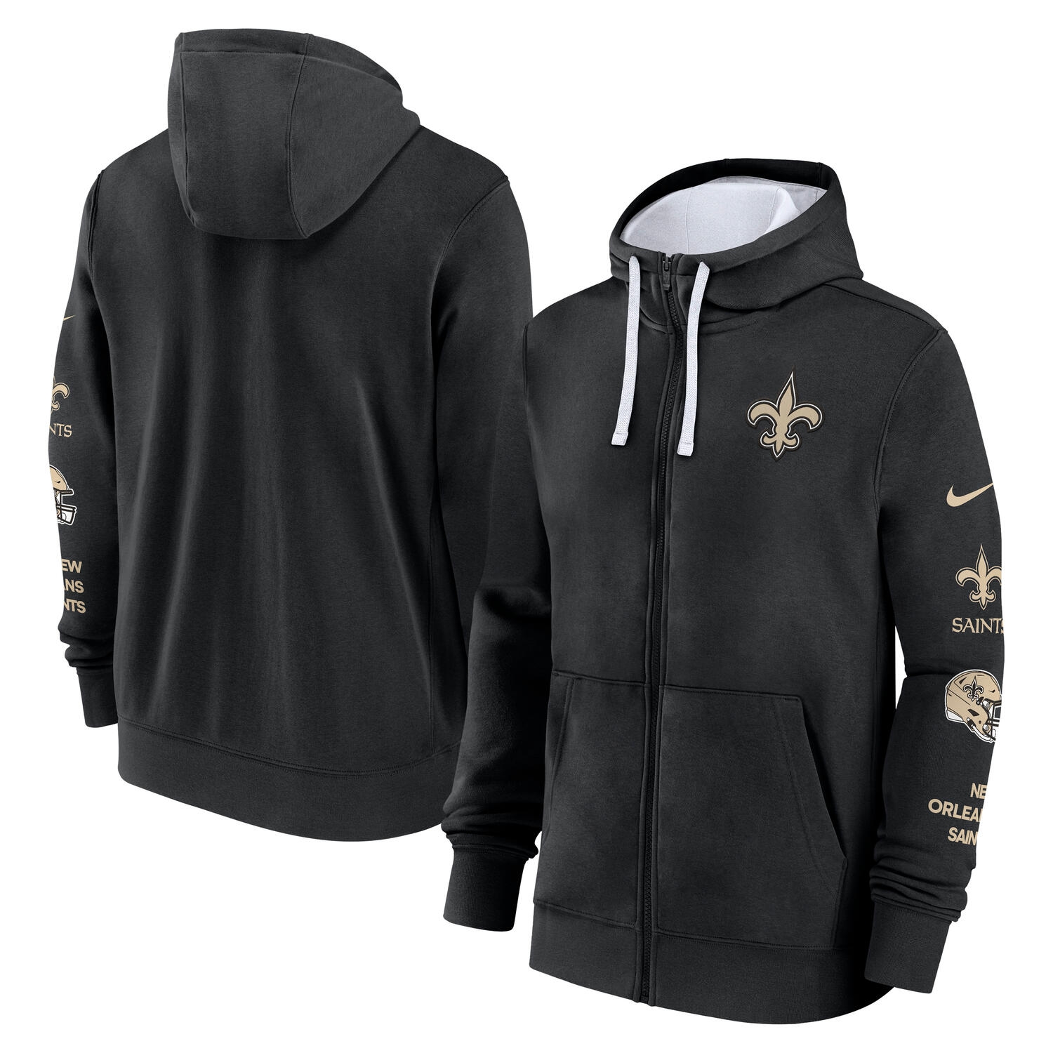 New Orleans Saints Full-Zip Nike Club Fleece Hoodie Schwarz