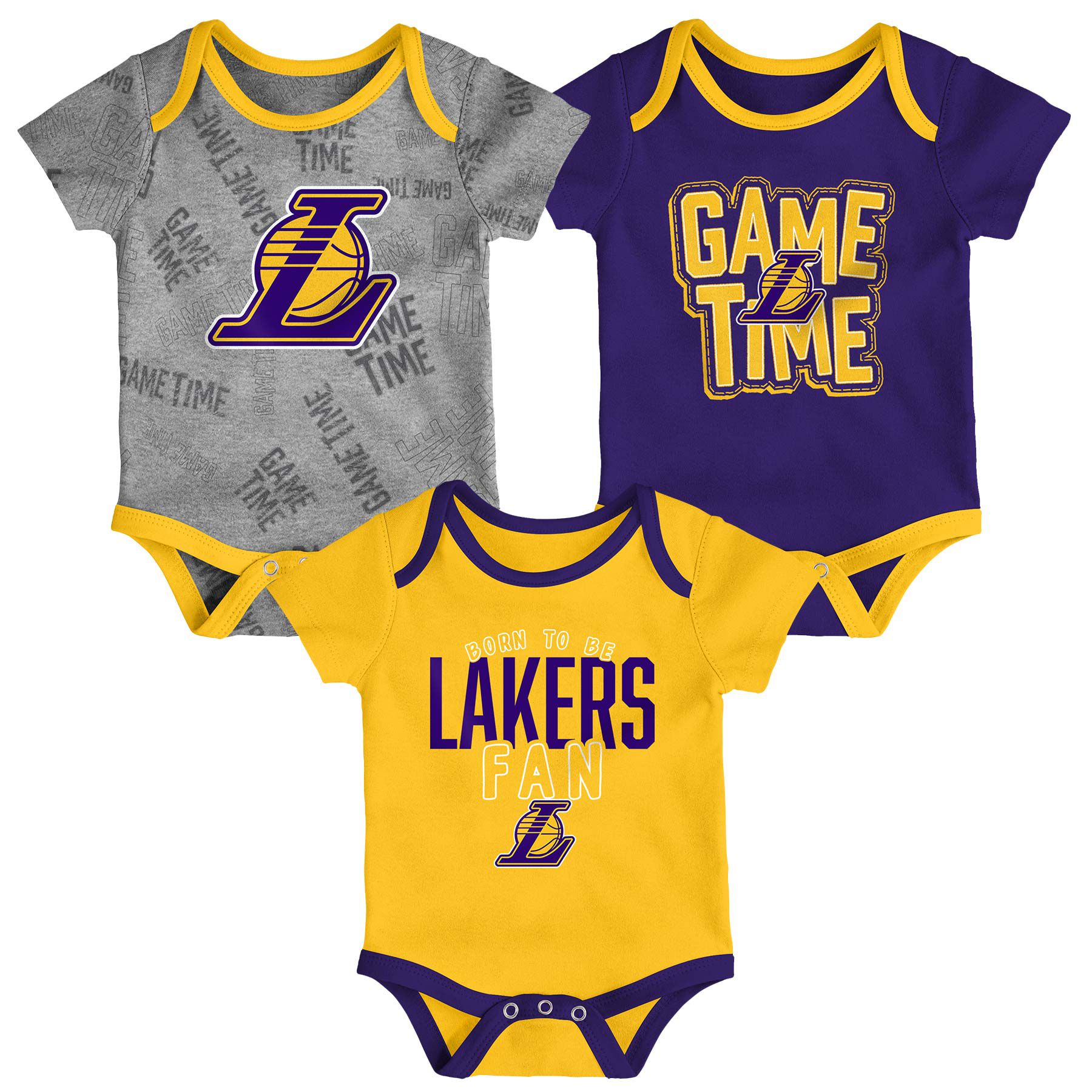 Los Angeles Lakers Game Time NBA Baby Bodysuit Set (3-Piece)