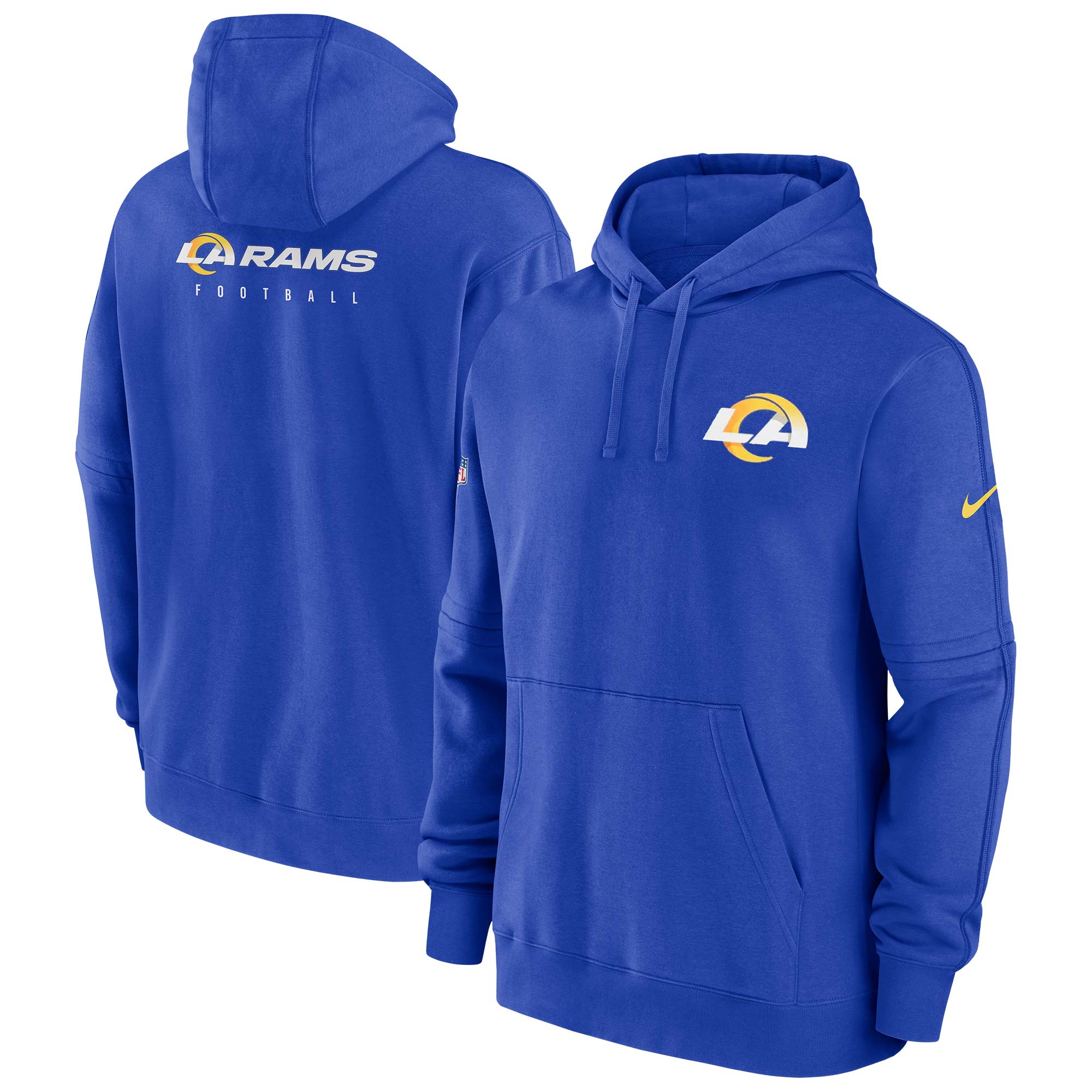 Los Angeles Rams 2023 NFL Sideline Nike Club Hoodie Blau