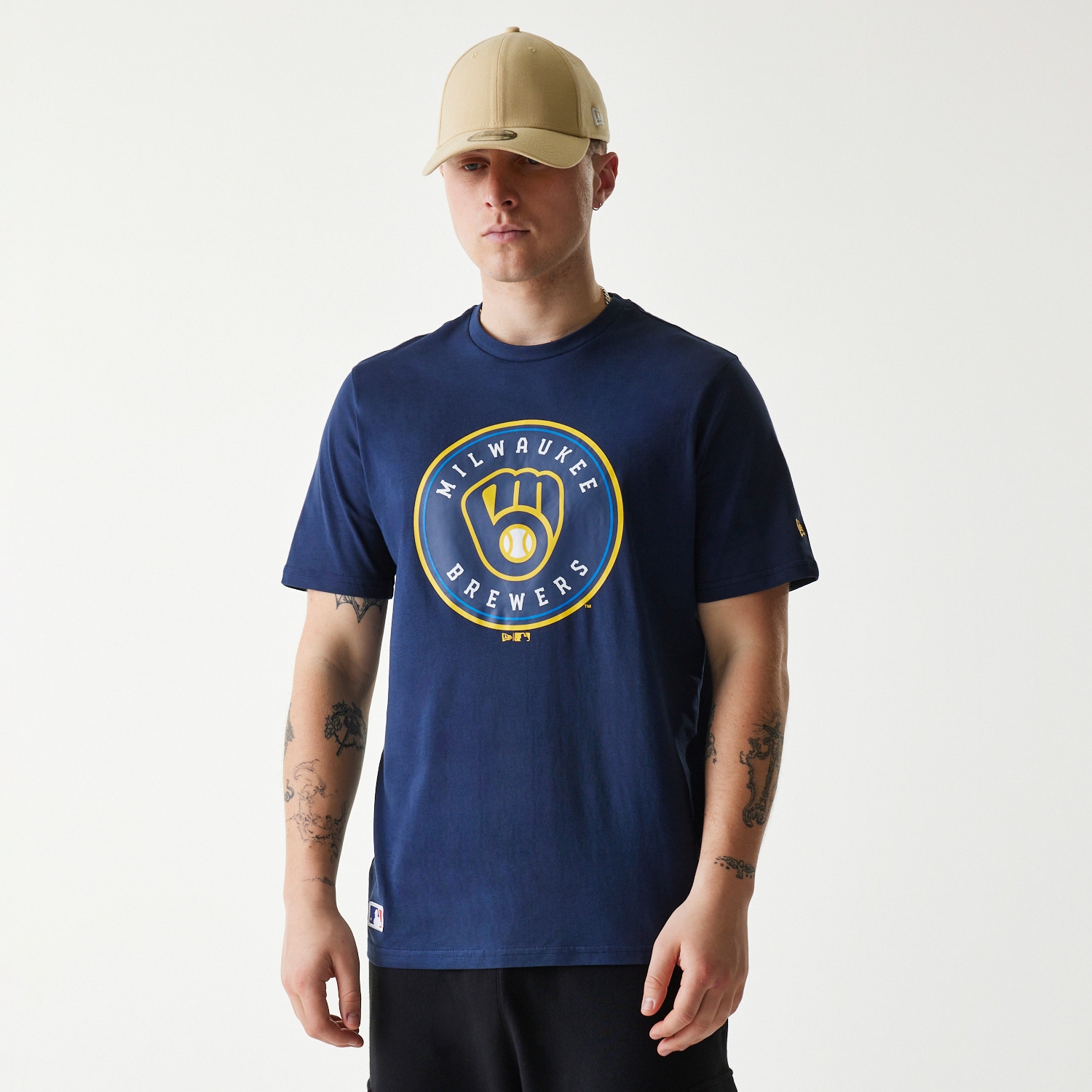 Milwaukee Brewers Team Logo New Era MLB T-Shirt Navy