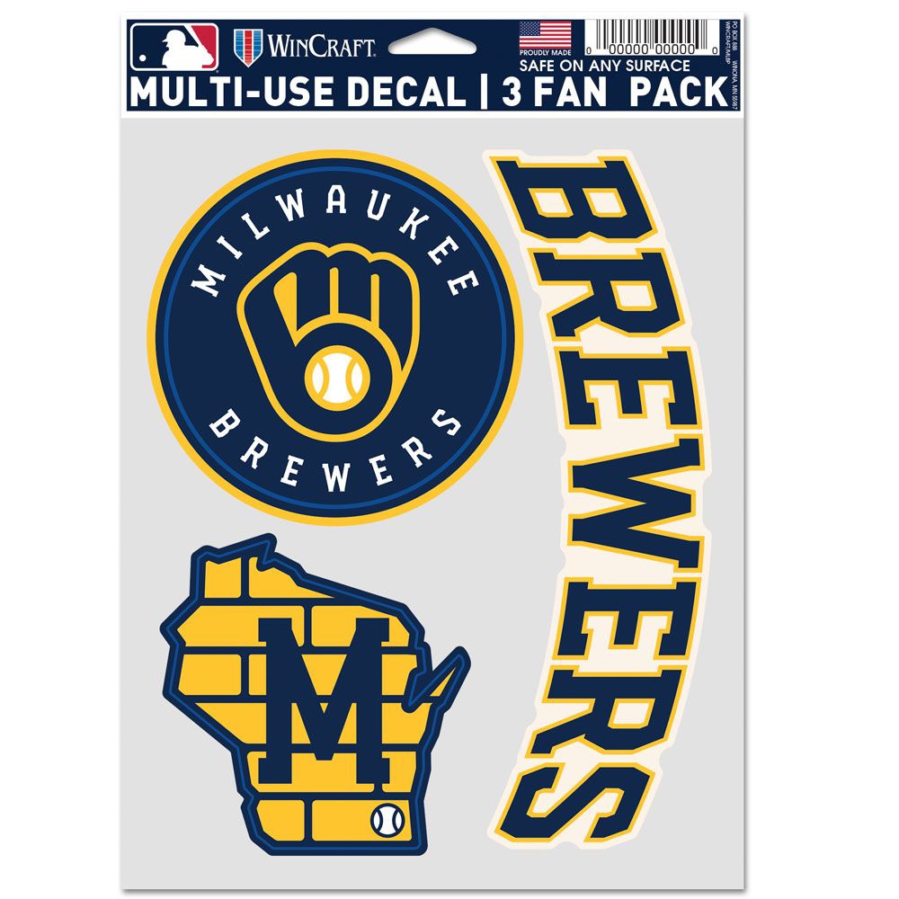Milwaukee Brewers Multi-Use MLB Aufkleber-Set (3 Stk.)