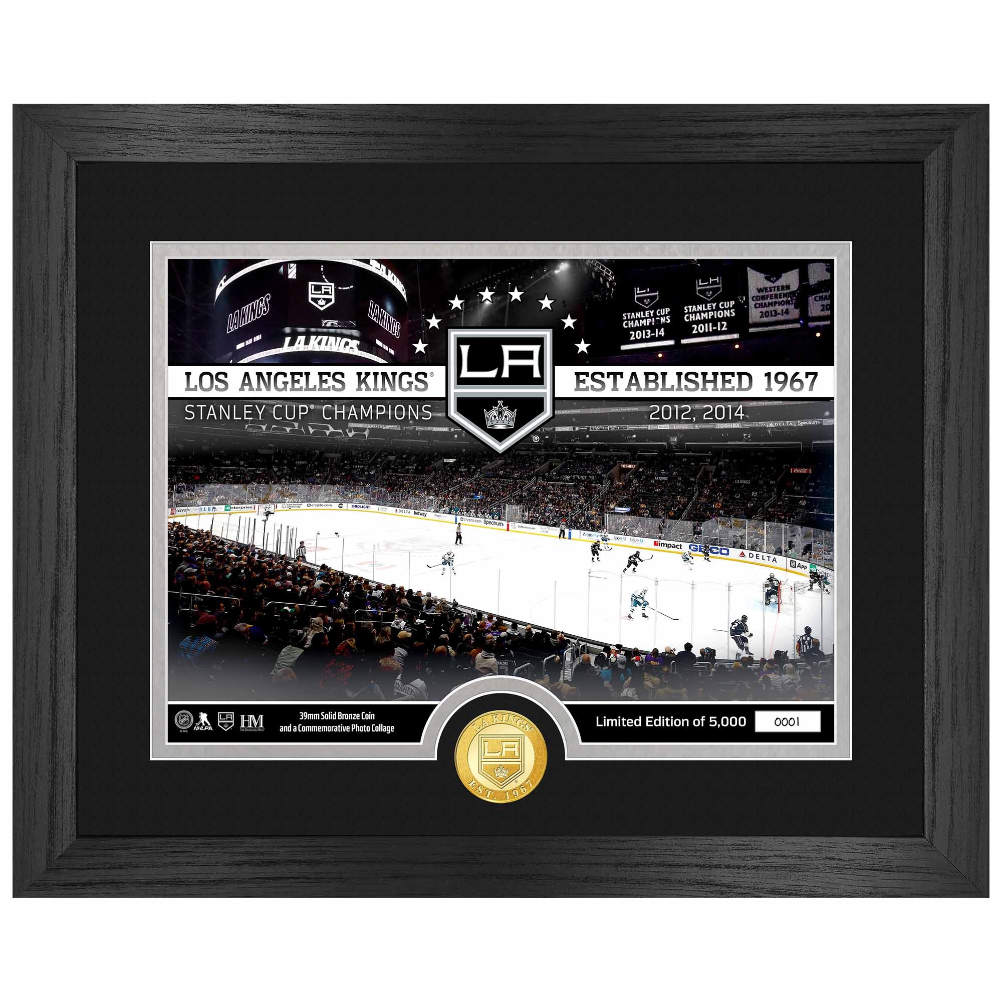 Los Angeles Kings 2-Time Stanley Cup Champions Bronze Coin Gerahmtes NHL Bild