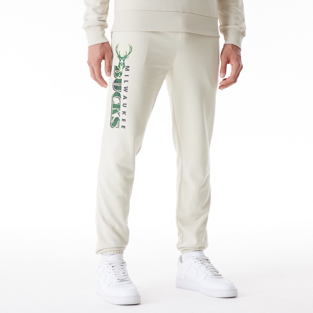Milwaukee Bucks New Era Wordmark NBA Jogger Sweatpants Stone