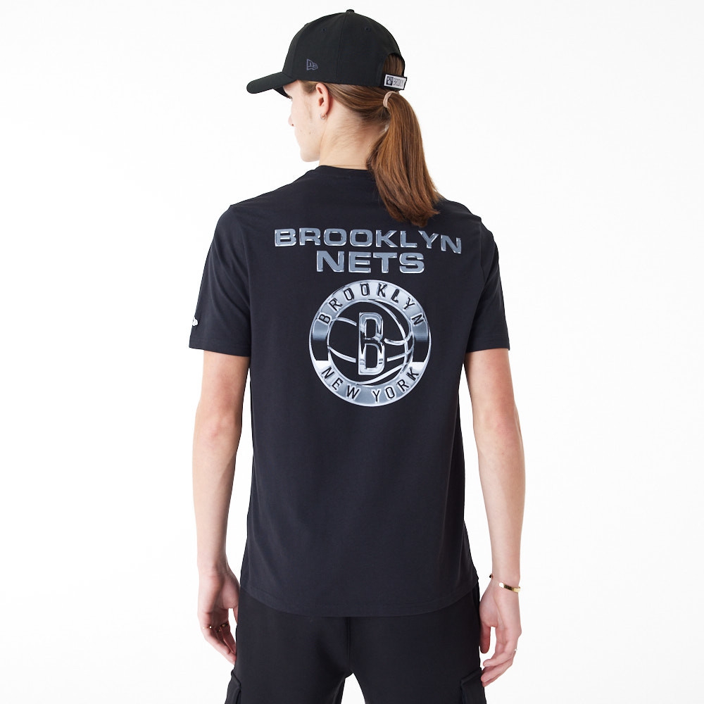 Brooklyn Nets Holographic New Era NBA T-Shirt Schwarz