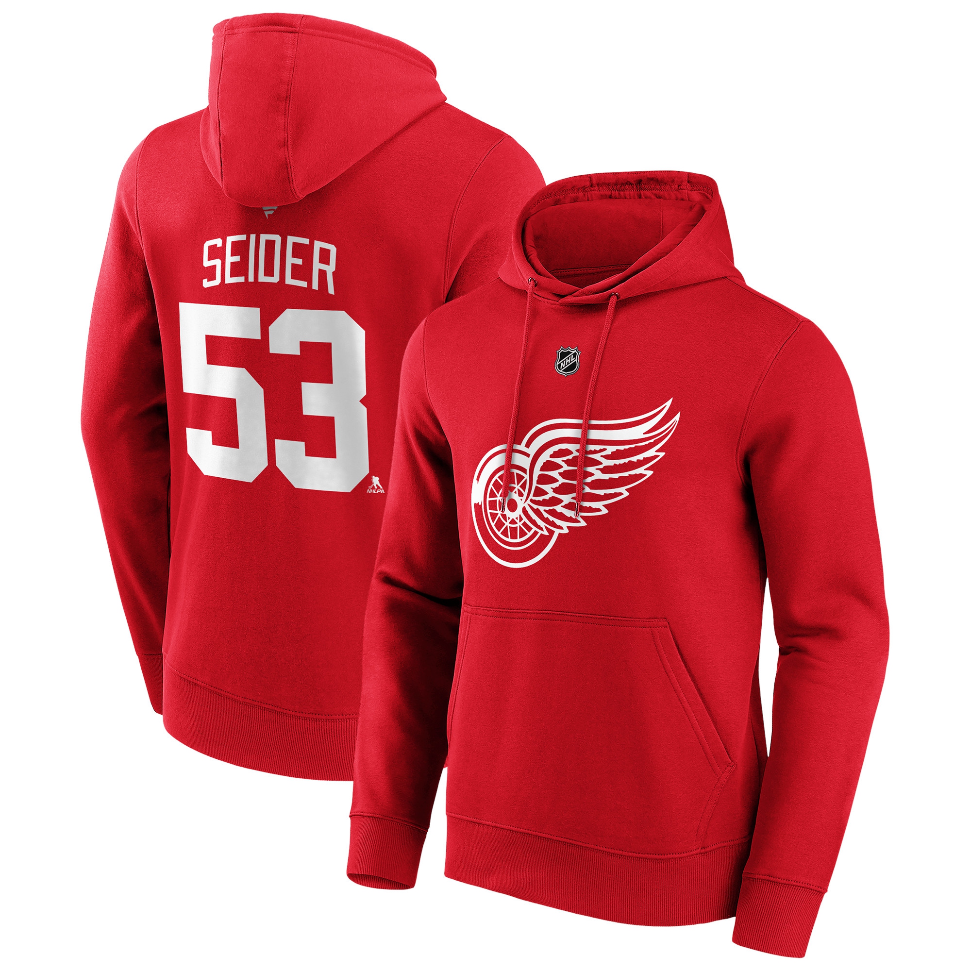 Moritz Seider #53 Detroit Red Wings Player NHL Hoodie Red